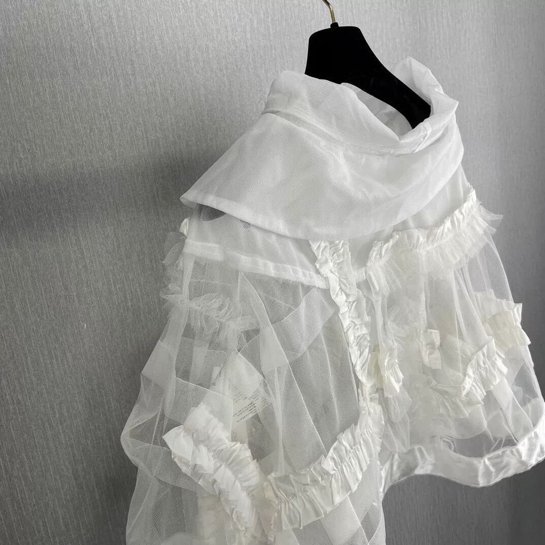 Comme des Garcons COMME des GARCONS White Lace Cape Coat Size US M / EU 48-50 / 2 - 7 Thumbnail