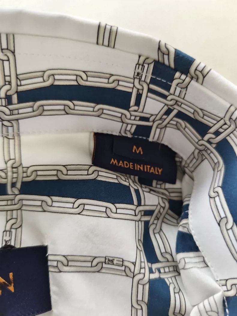 Louis Vuitton LV Men's White Chain Print Shirt Size US M / EU 48-50 / 2 - 6 Thumbnail