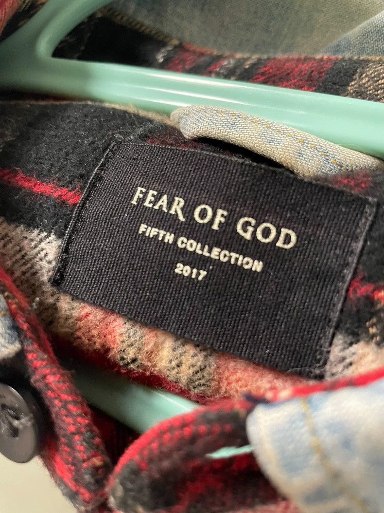 Fear of God FOG Season 5 Red Plaid Denim Collar Shirt Size US M / EU 48-50 / 2 - 5 Thumbnail