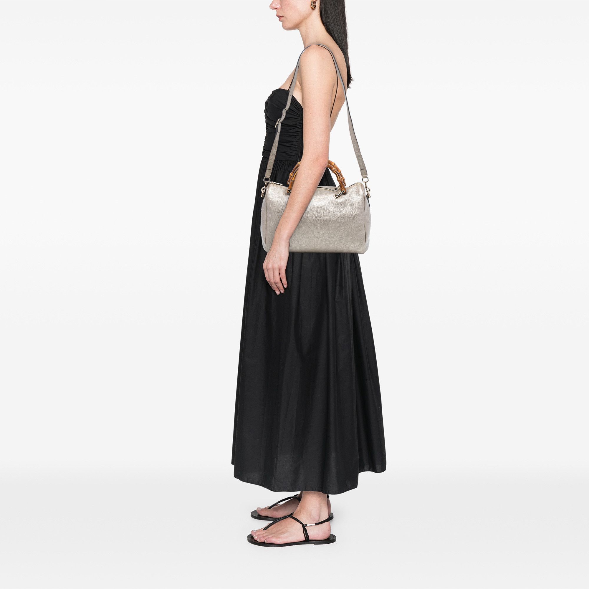 Gucci Gucci Medium Calfskin Bamboo Shopper Boston Bag Size ONE SIZE - 7 Thumbnail