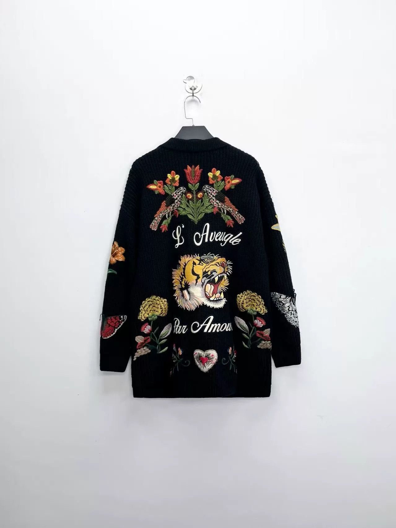 Gucci black floral embroidered long cardigan Size S / US 4 / IT 40 - 2 Thumbnail