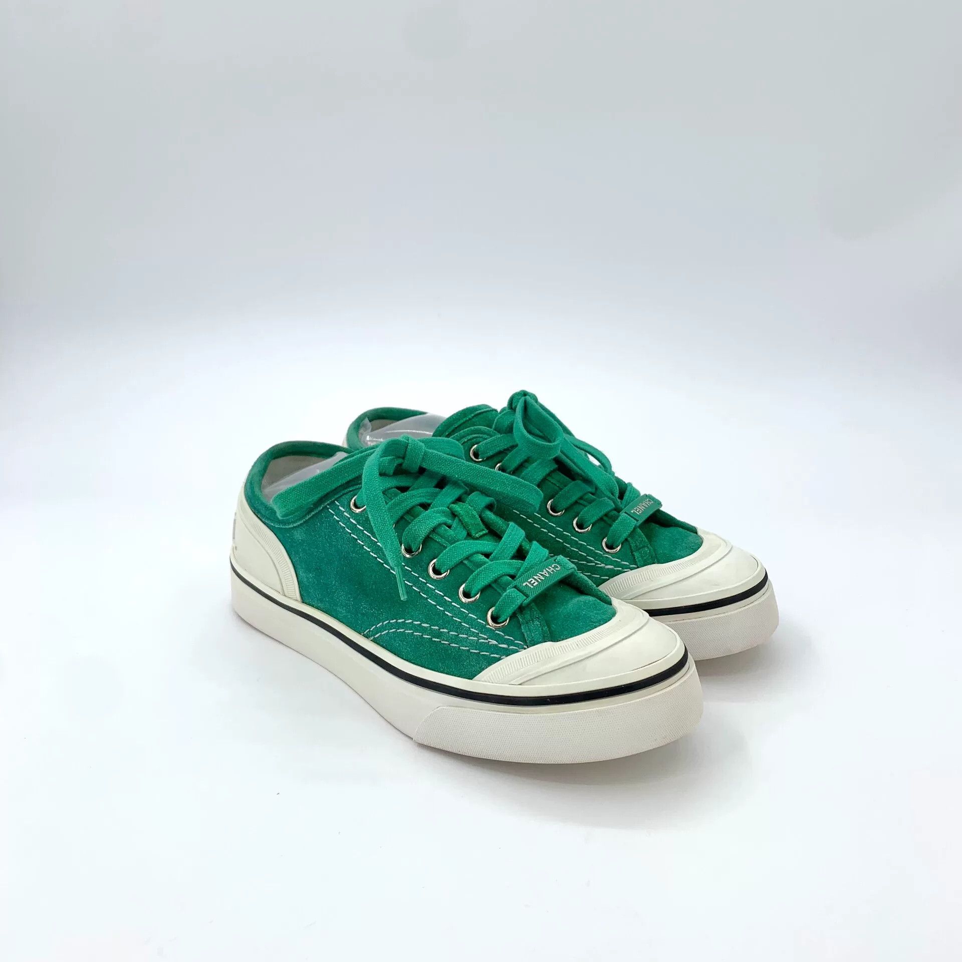 Chanel Chanel Green Canvas Lace-Up Sneakers Size US 6 / IT 36 - 2 Thumbnail