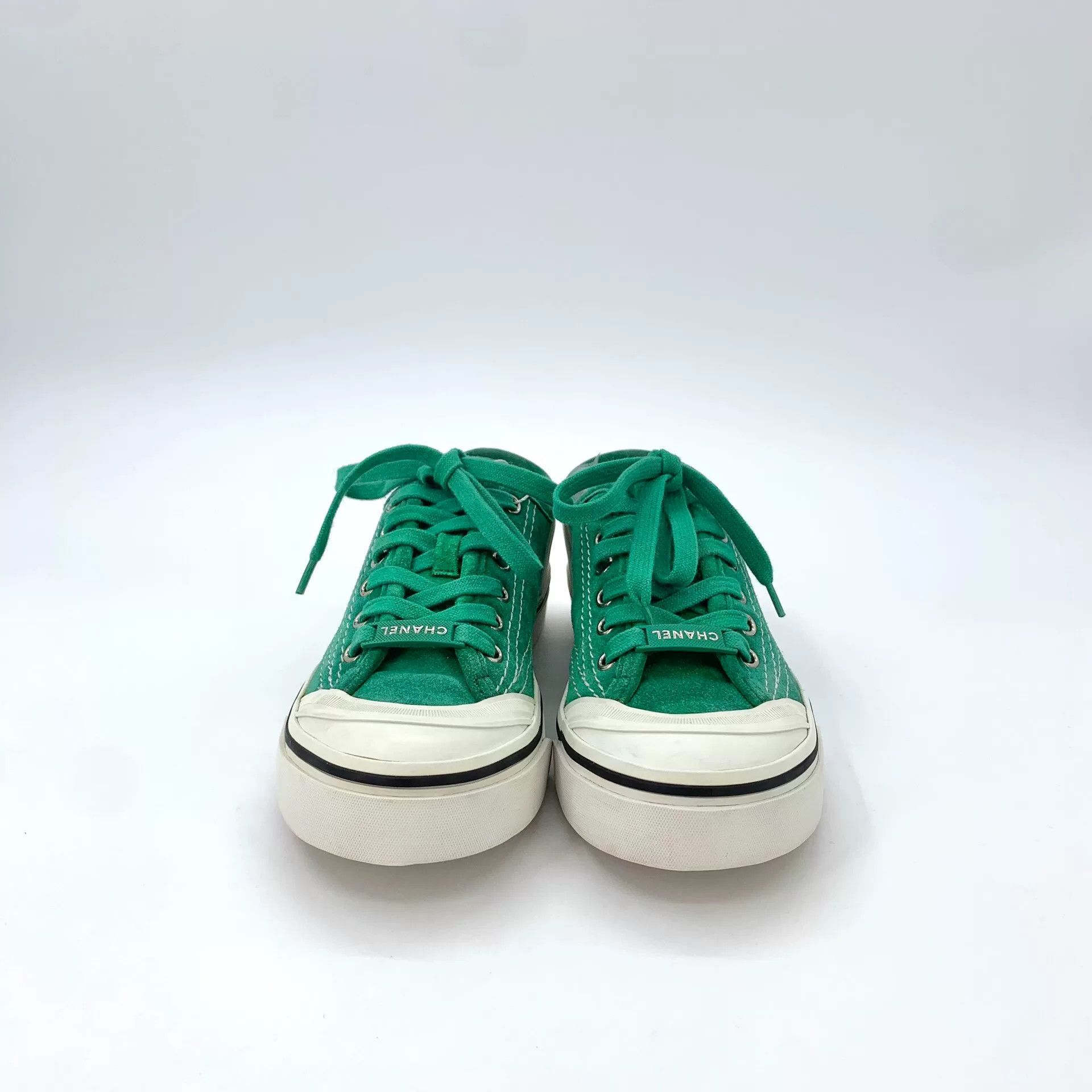 Chanel Chanel Green Canvas Lace-Up Sneakers Size US 6 / IT 36 - 3 Thumbnail