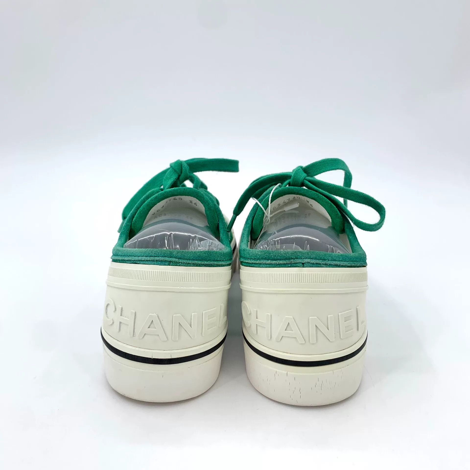 Chanel Chanel Green Canvas Lace-Up Sneakers Size US 6 / IT 36 - 4 Thumbnail