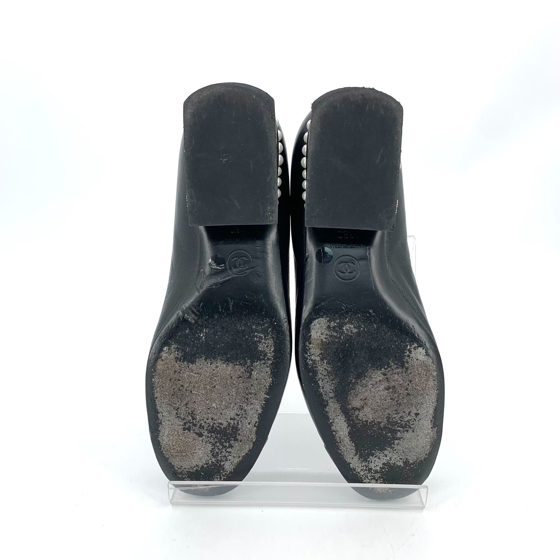 Chanel Chanel Black Leather Pearl Heel Pumps Size US 6 / IT 36 - 5 Thumbnail