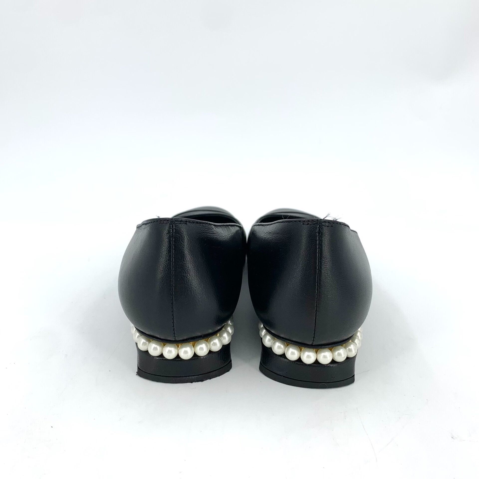 Chanel Chanel Black Leather Pearl Heel Pumps Size US 6 / IT 36 - 4 Thumbnail