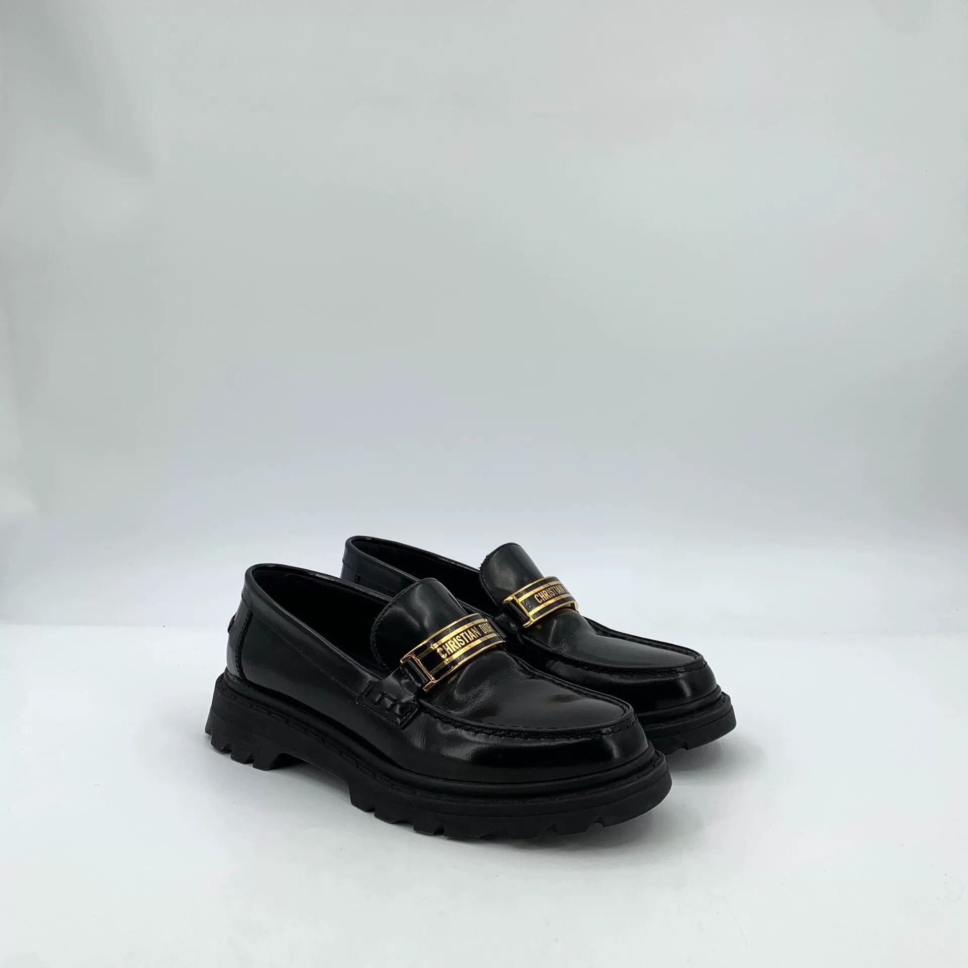 Dior Dior Black Logo Leather Loafers Size US 8 / IT 38 - 2 Thumbnail
