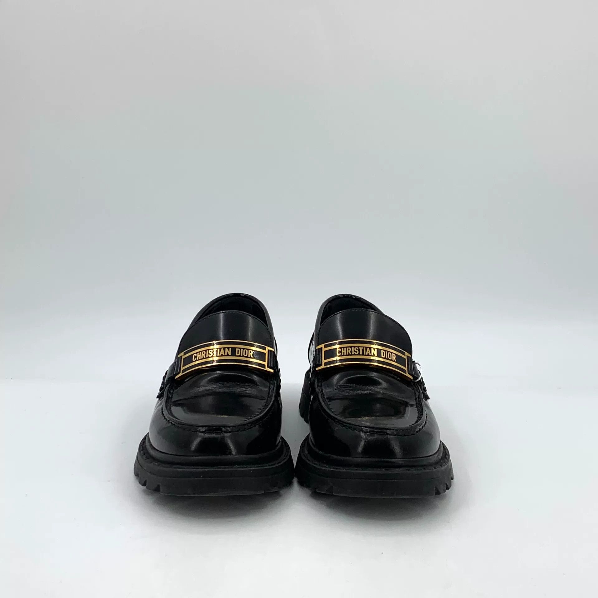 Dior Dior Black Logo Leather Loafers Size US 8 / IT 38 - 3 Thumbnail