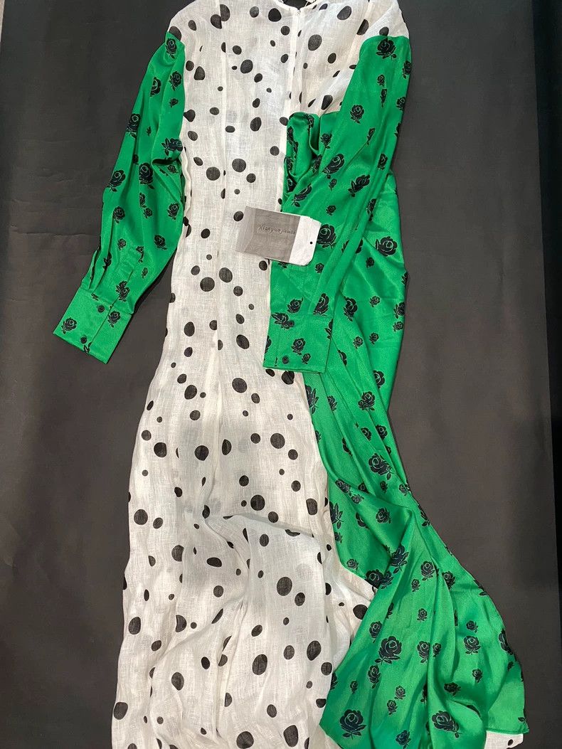 Kenzo KENZO Green Silk-Linen Evening Dress Size M / US 6-8 / IT 42-44 - 4 Thumbnail