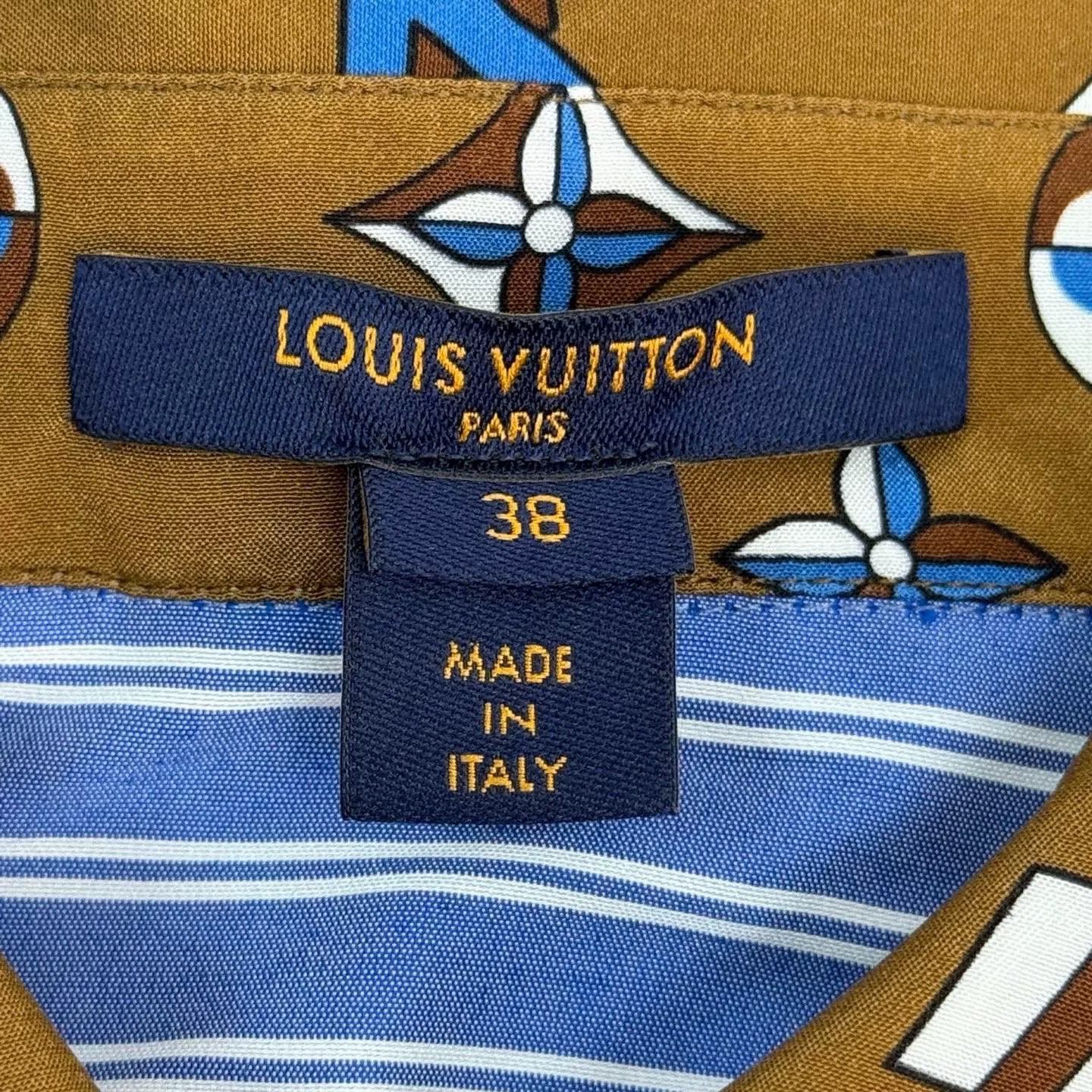 Louis Vuitton Blue White Stripe Logo Shirt Dress Size M / US 6-8 / IT 42-44 - 5 Thumbnail