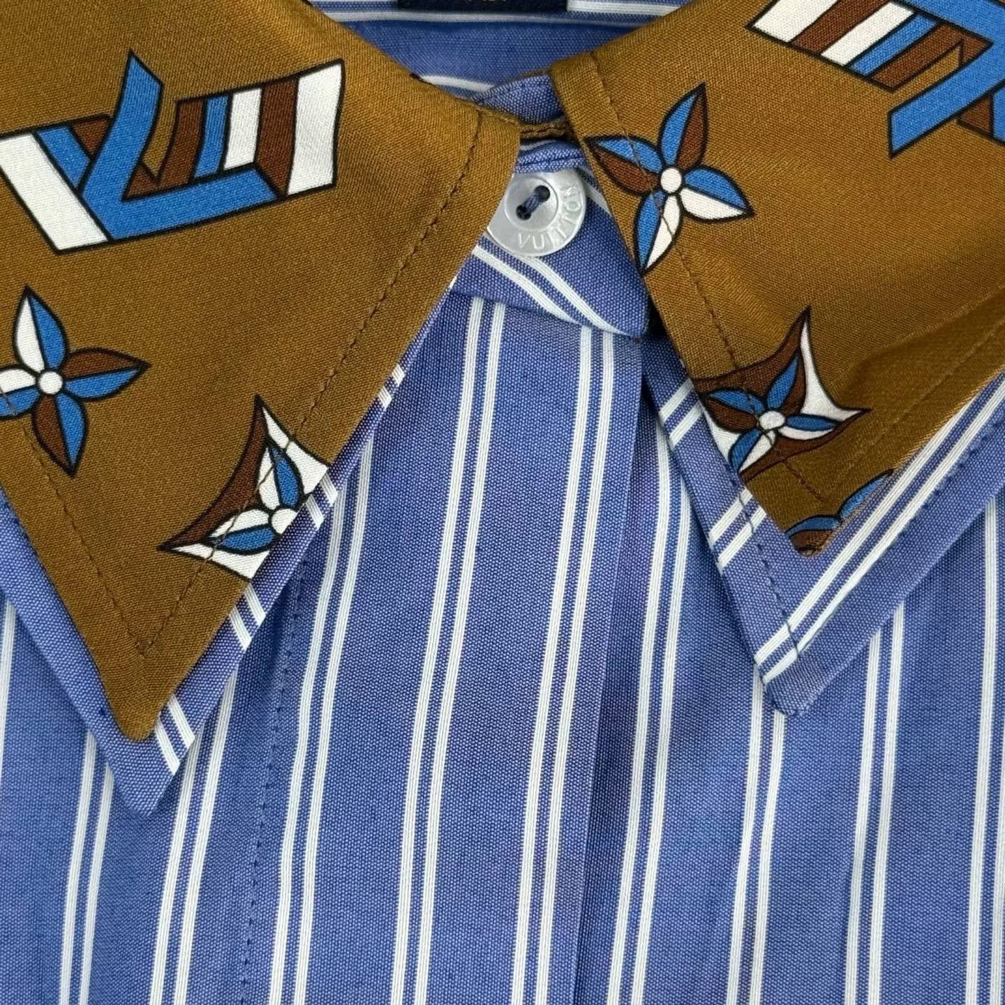 Louis Vuitton Blue White Stripe Logo Shirt Dress Size M / US 6-8 / IT 42-44 - 7 Thumbnail
