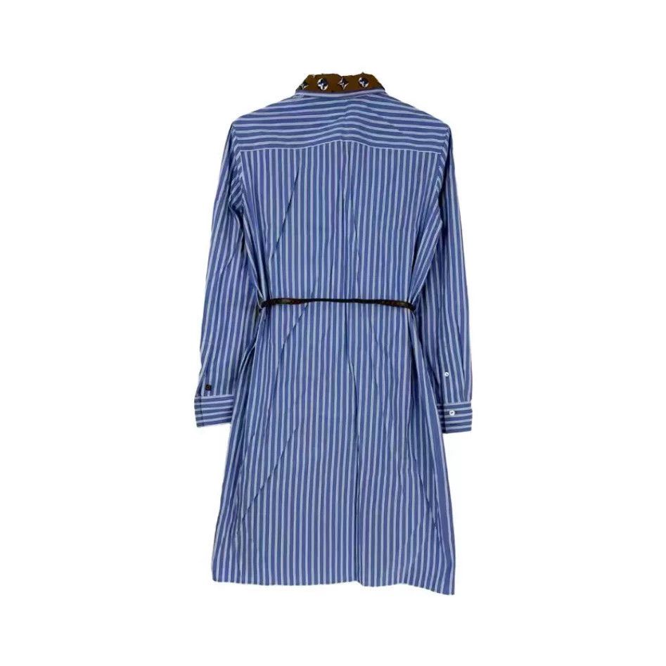 Louis Vuitton Blue White Stripe Logo Shirt Dress Size M / US 6-8 / IT 42-44 - 2 Thumbnail