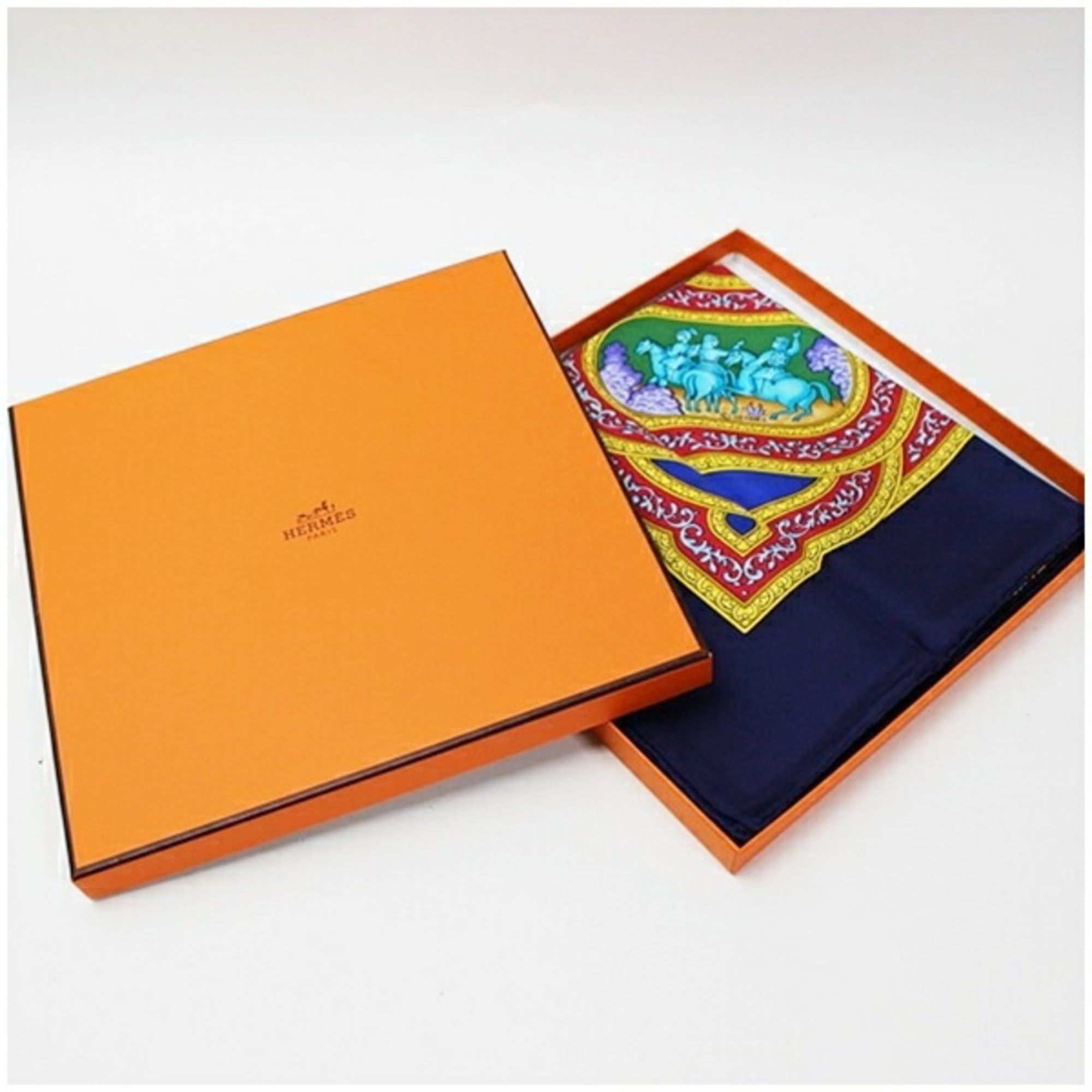 Hermes Hermes Hermès Silk Scarf/Muffler, Carré 90, Unworn, QALAMDAN, Navy x Multicolor, Women's Size ONE SIZE - 5 Thumbnail