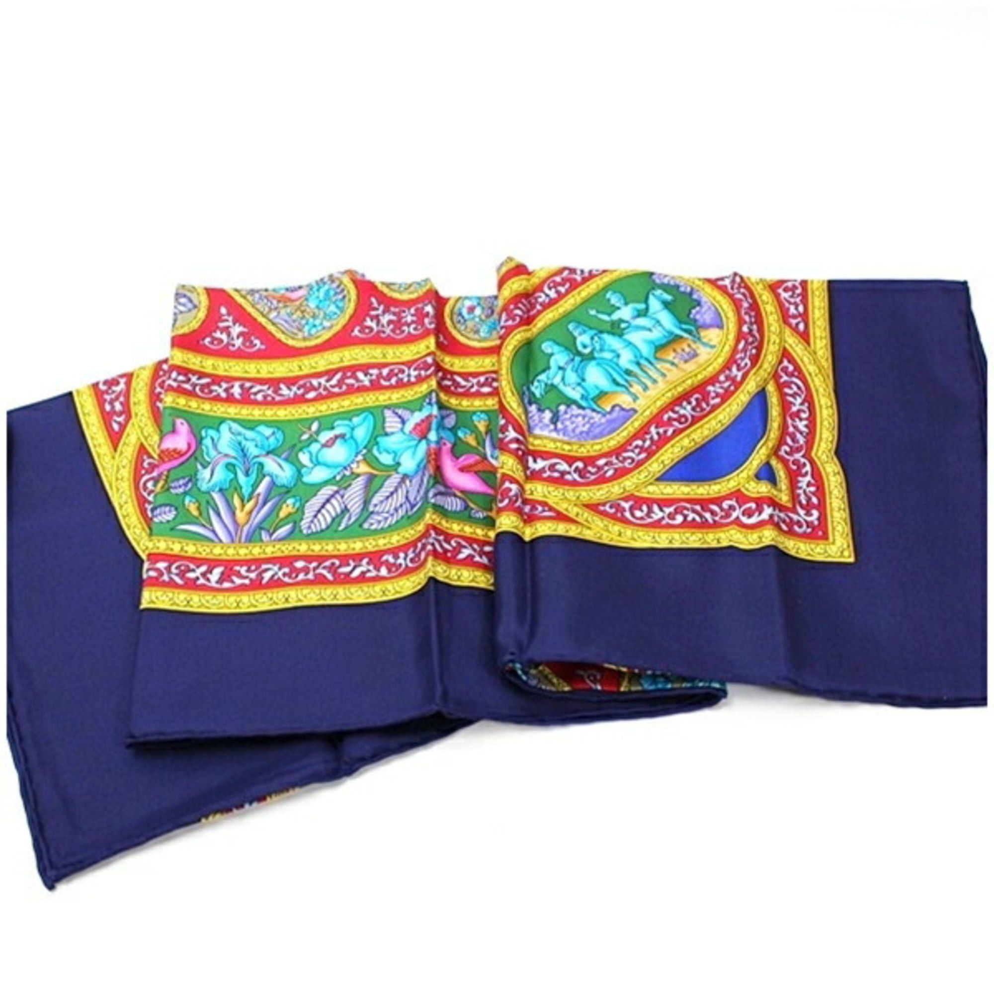 Hermes Hermes Hermès Silk Scarf/Muffler, Carré 90, Unworn, QALAMDAN, Navy x Multicolor, Women's Size ONE SIZE - 8 Thumbnail