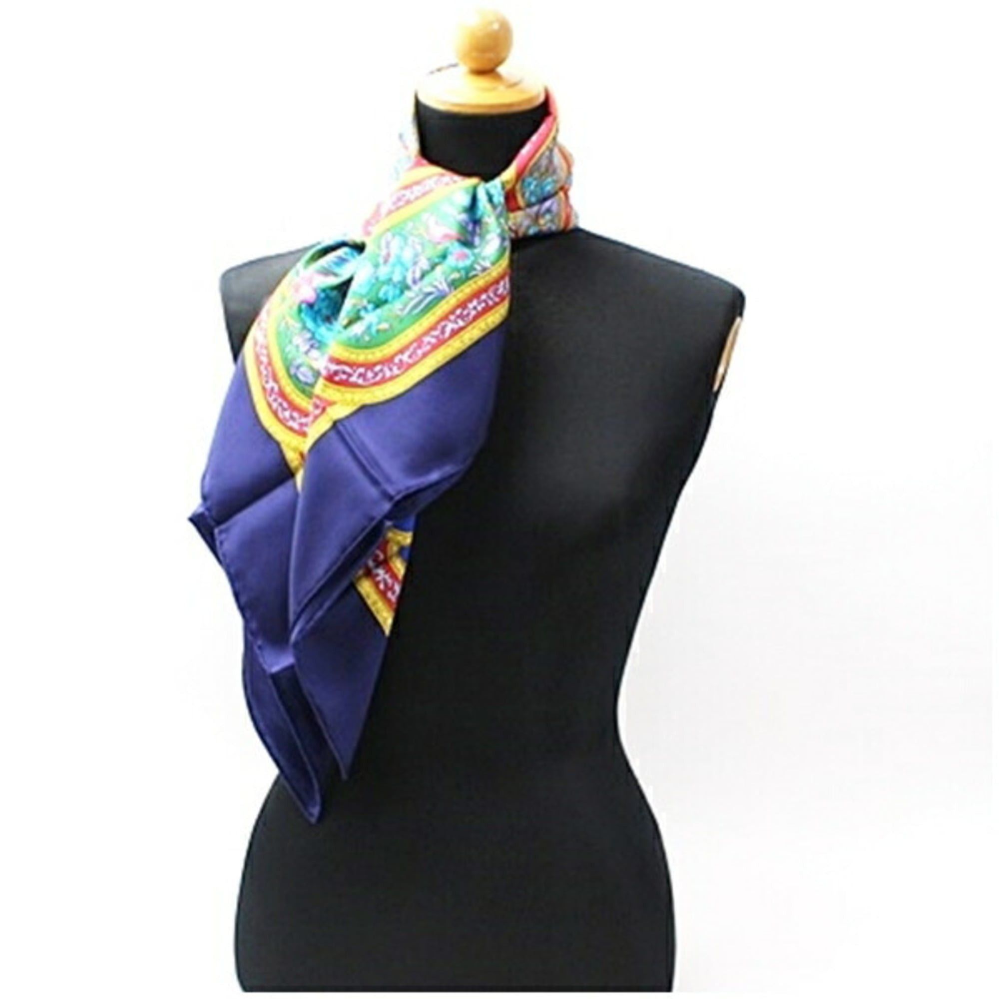 Hermes Hermes Hermès Silk Scarf/Muffler, Carré 90, Unworn, QALAMDAN, Navy x Multicolor, Women's Size ONE SIZE - 4 Thumbnail