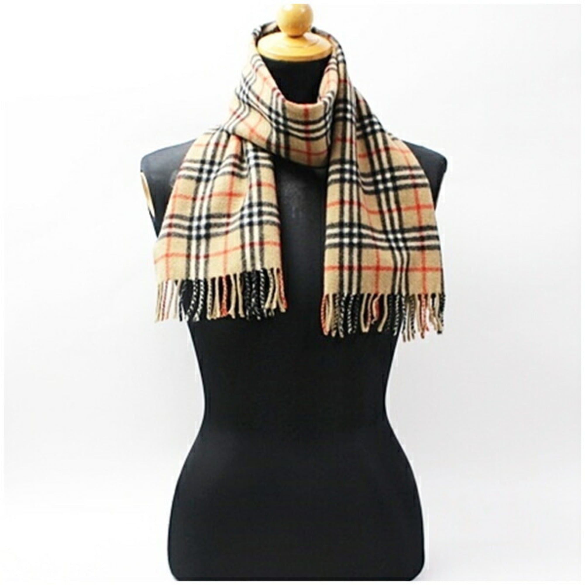 Burberry Burberry Cashmere Scarf, Camel x Check, 122 26 cm, Men's and Women's Size ONE SIZE - 2 Thumbnail