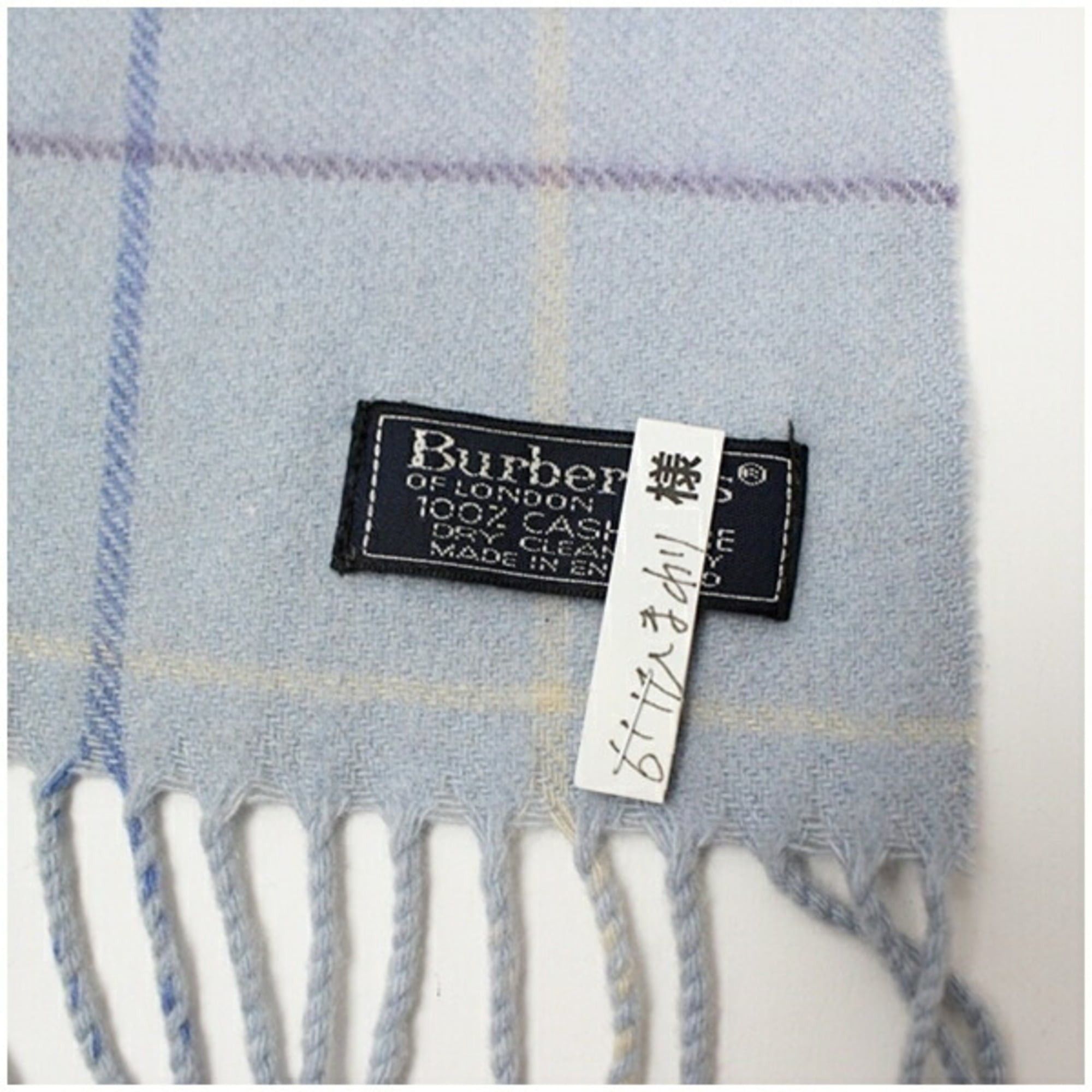 Burberry Burberry Cashmere Scarf, Light Blue with Check, 162 x 29 cm, for Men and Women Size ONE SIZE - 4 Thumbnail