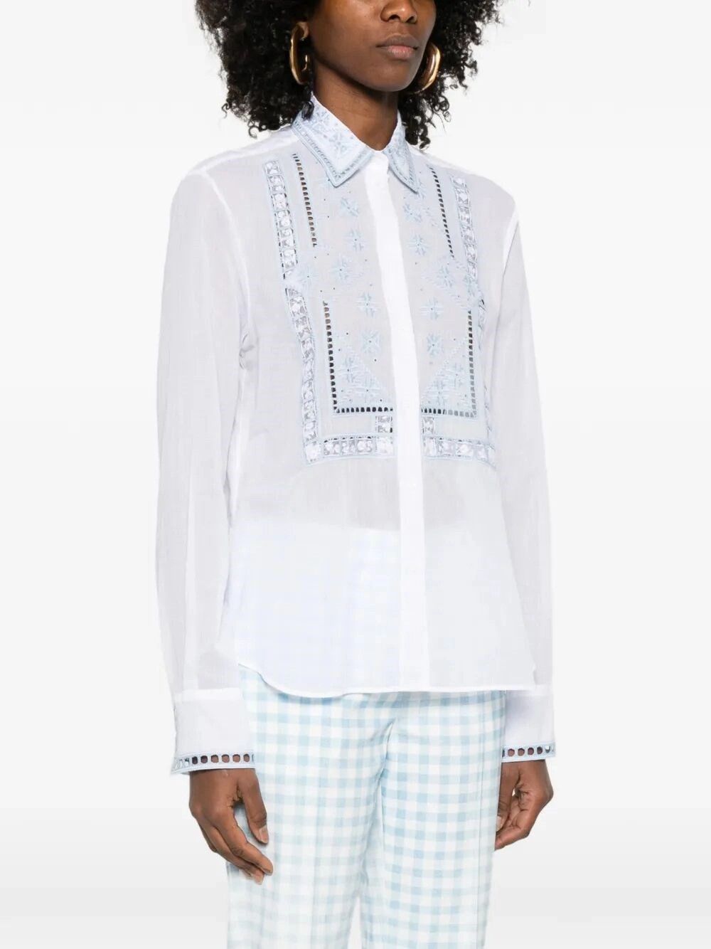 Ermanno Scervino Shirt With Embroidery Size L / US 10 / IT 46 - 4 Thumbnail