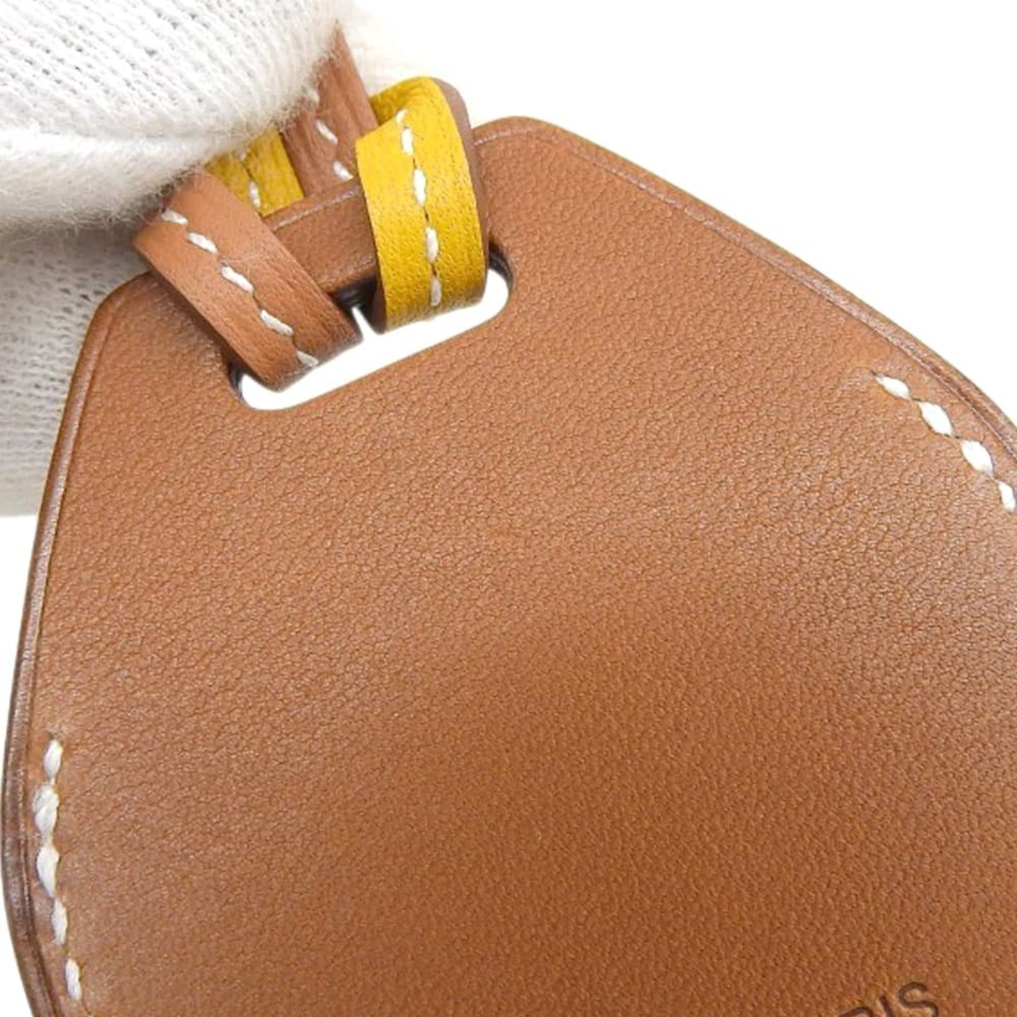 Hermes Hermes Hermès Air Tag Two-Tone Leather Strap, Brown and Yellow Size ONE SIZE - 6 Thumbnail