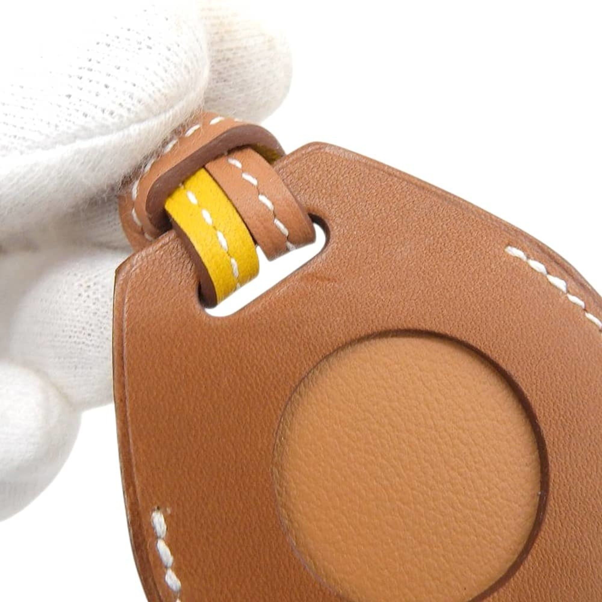 Hermes Hermes Hermès Air Tag Two-Tone Leather Strap, Brown and Yellow Size ONE SIZE - 4 Thumbnail