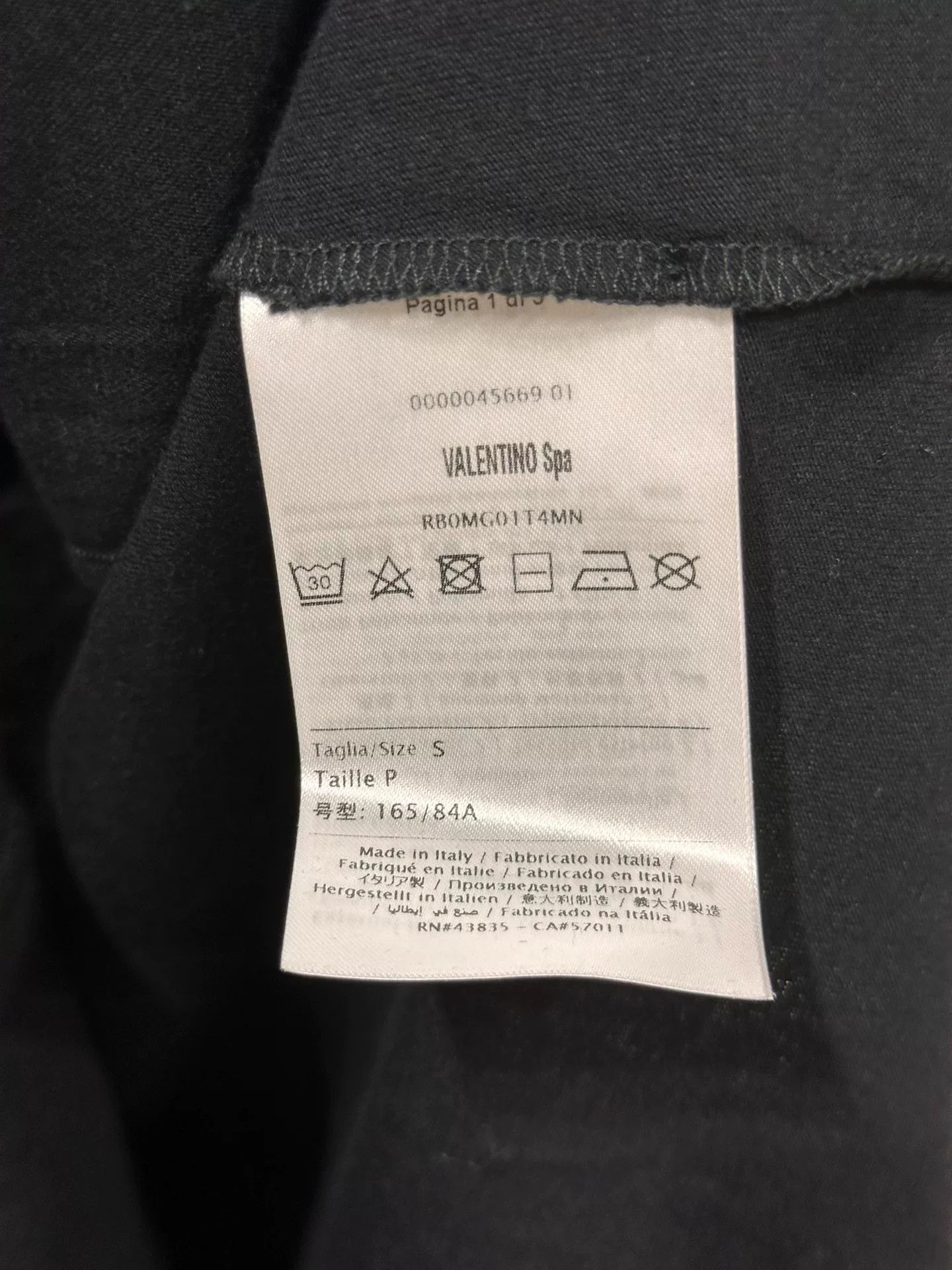 Valentino Valentino Black T-Shirt Size S Size US S / EU 44-46 / 1 - 3 Thumbnail