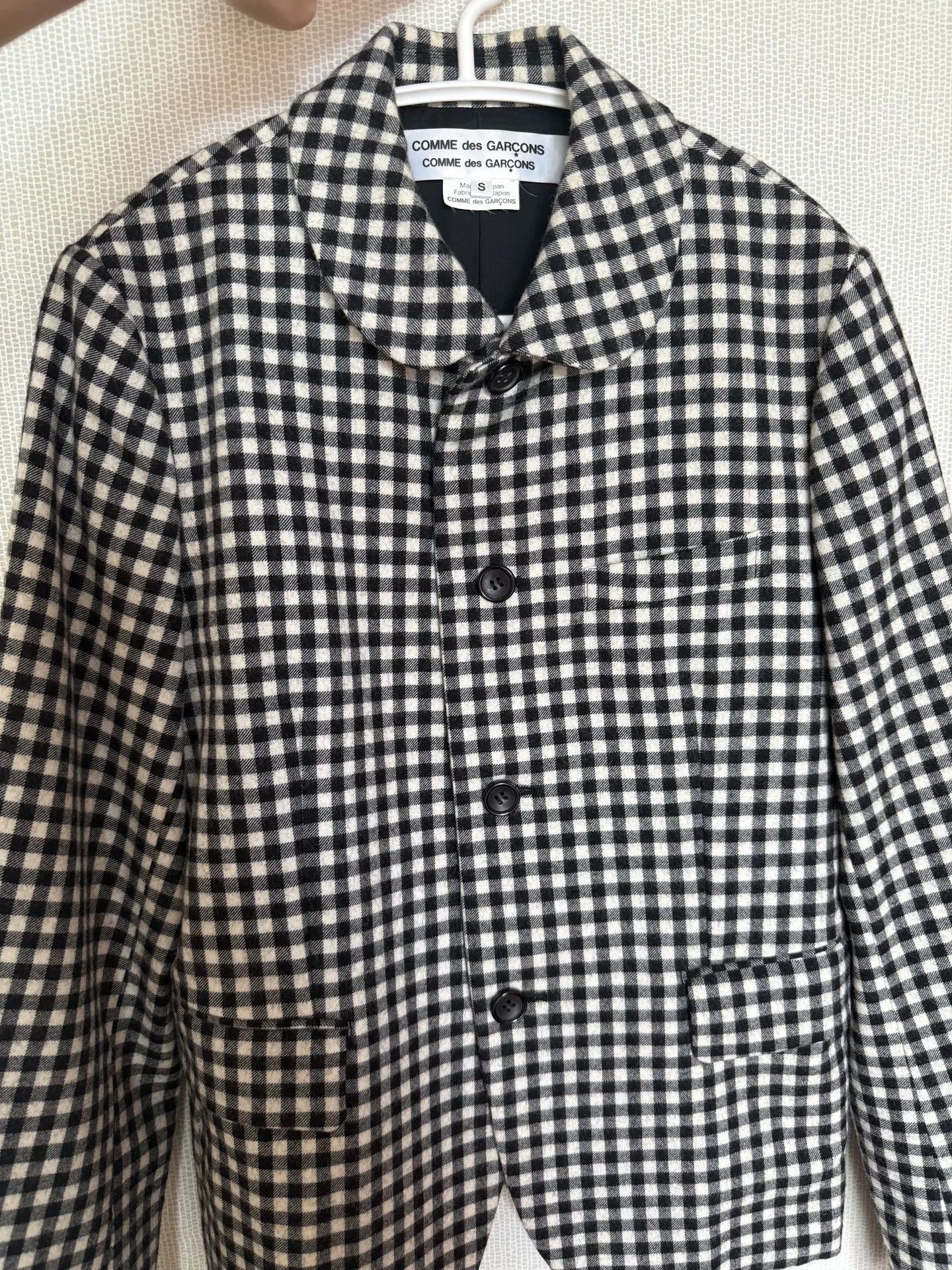 Comme des Garcons CDG Comcom Black and White Check Wool Jacket Size US S / EU 44-46 / 1 - 2 Thumbnail