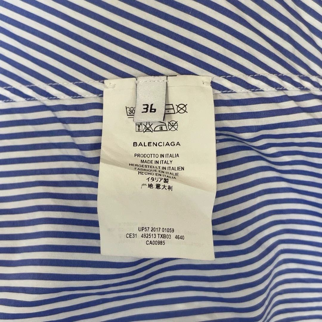 Balenciaga Balenciaga Blue Striped Shirt Size US XS / EU 42 / 0 - 6 Thumbnail
