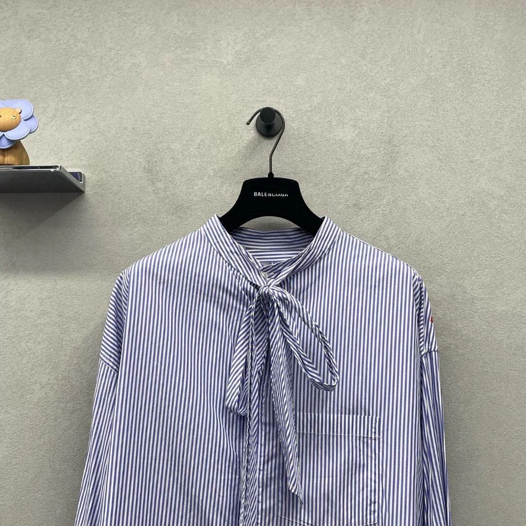 Balenciaga Balenciaga Blue Striped Shirt Size US XS / EU 42 / 0 - 4 Thumbnail