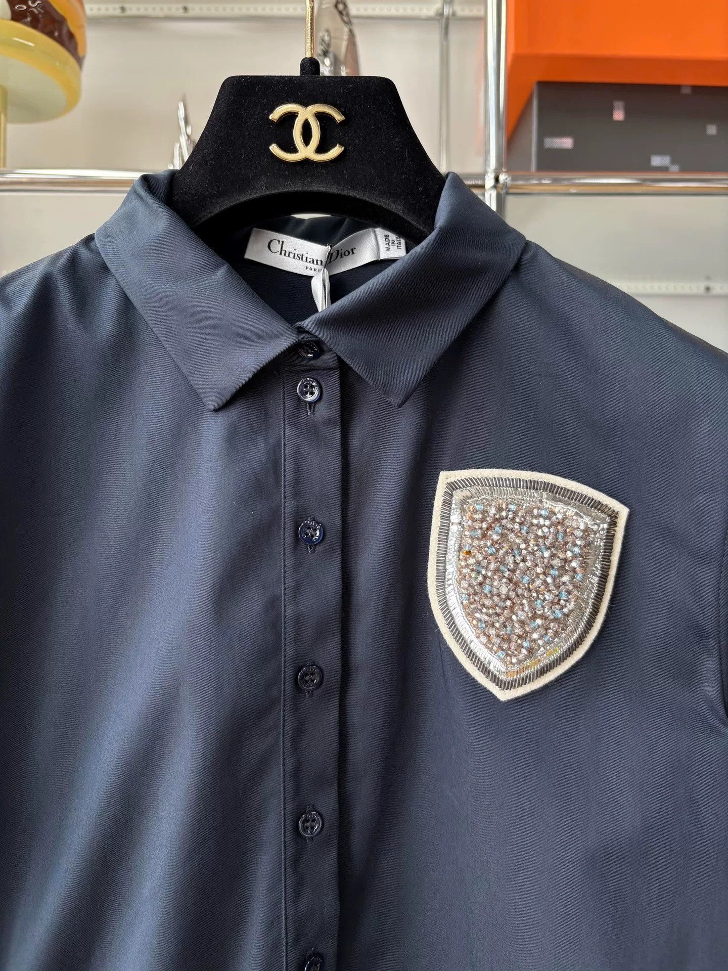 Dior christian dior navy embellished badge shirt dress Size US S / EU 44-46 / 1 - 2 Thumbnail