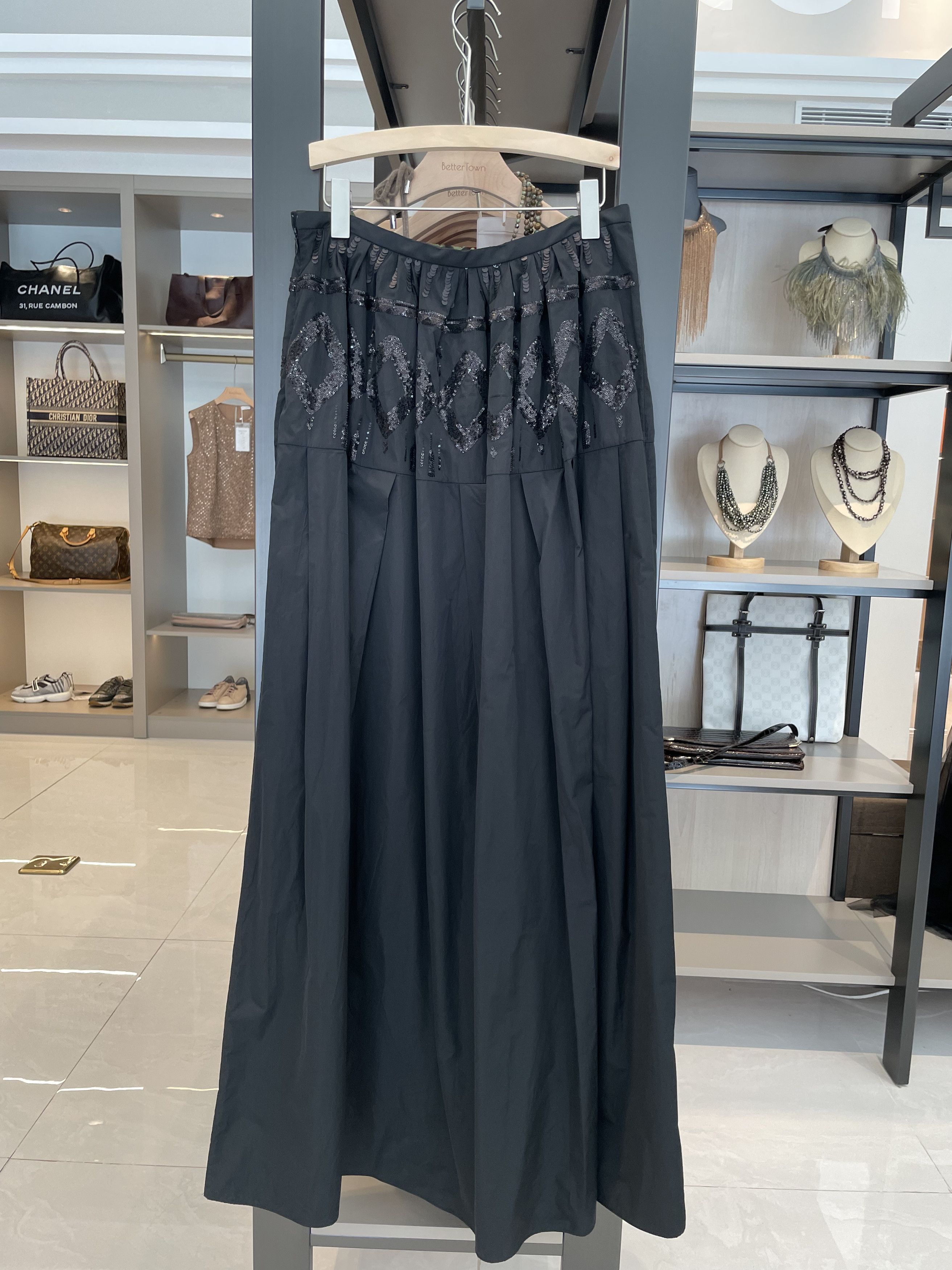 Brunello Cucinelli stylish black gray sequined long skirt Size US 38 / EU 54 - 2 Thumbnail