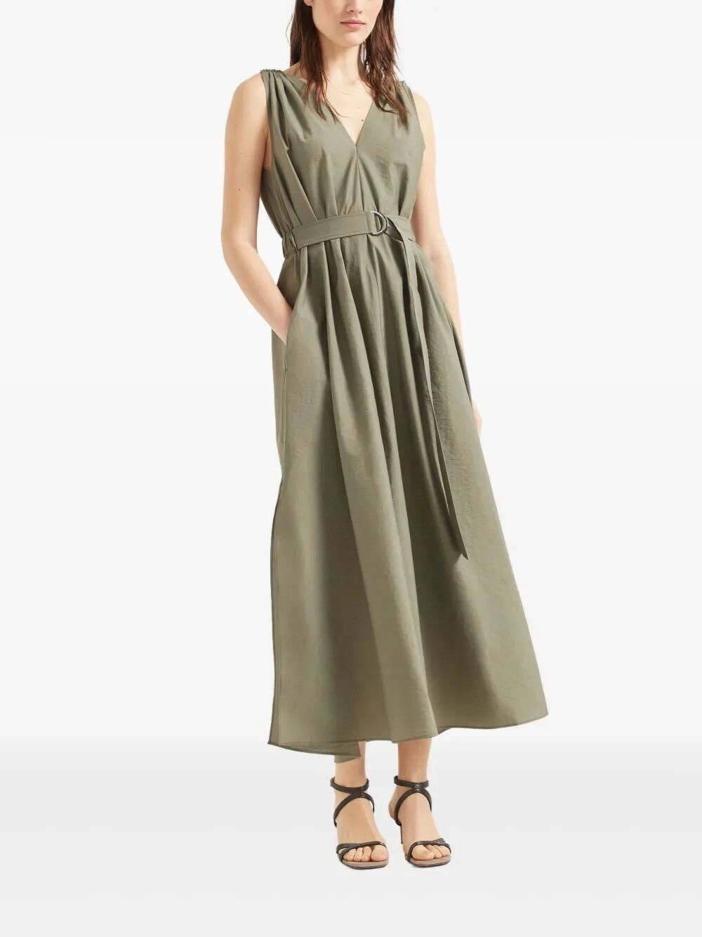 Brunello Cucinelli Belted Dress With Monili Shoulder Size XS / US 0-2 / IT 36-38 - 2 Thumbnail