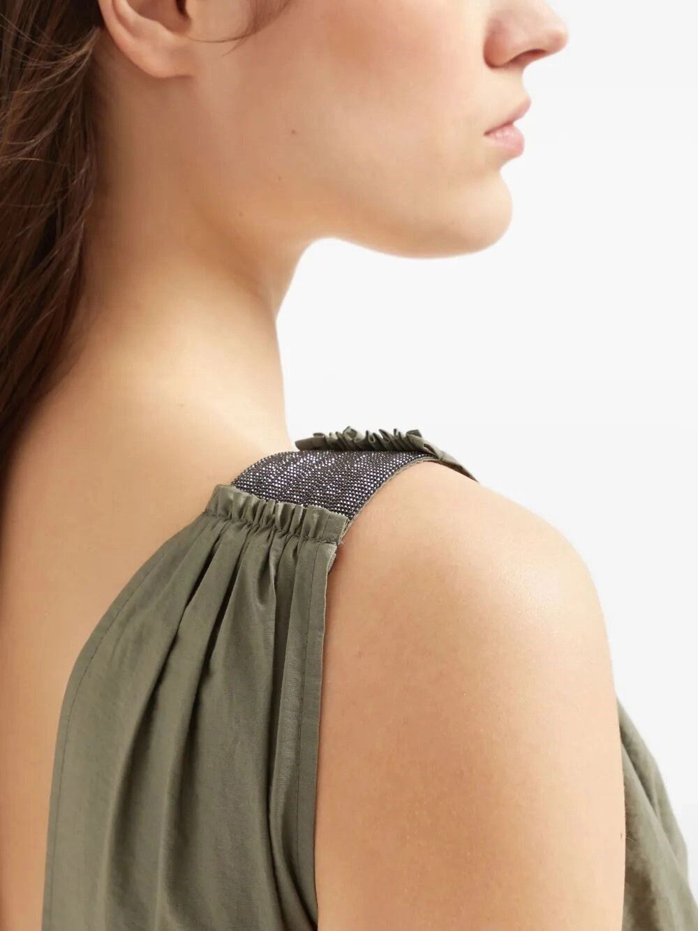 Brunello Cucinelli Belted Dress With Monili Shoulder Size XS / US 0-2 / IT 36-38 - 3 Thumbnail