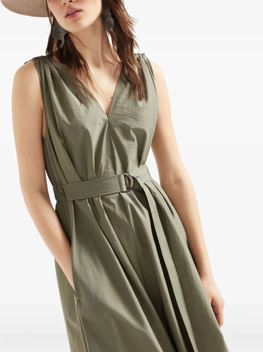 Brunello Cucinelli Belted Dress With Monili Shoulder Size XS / US 0-2 / IT 36-38 - 5 Thumbnail