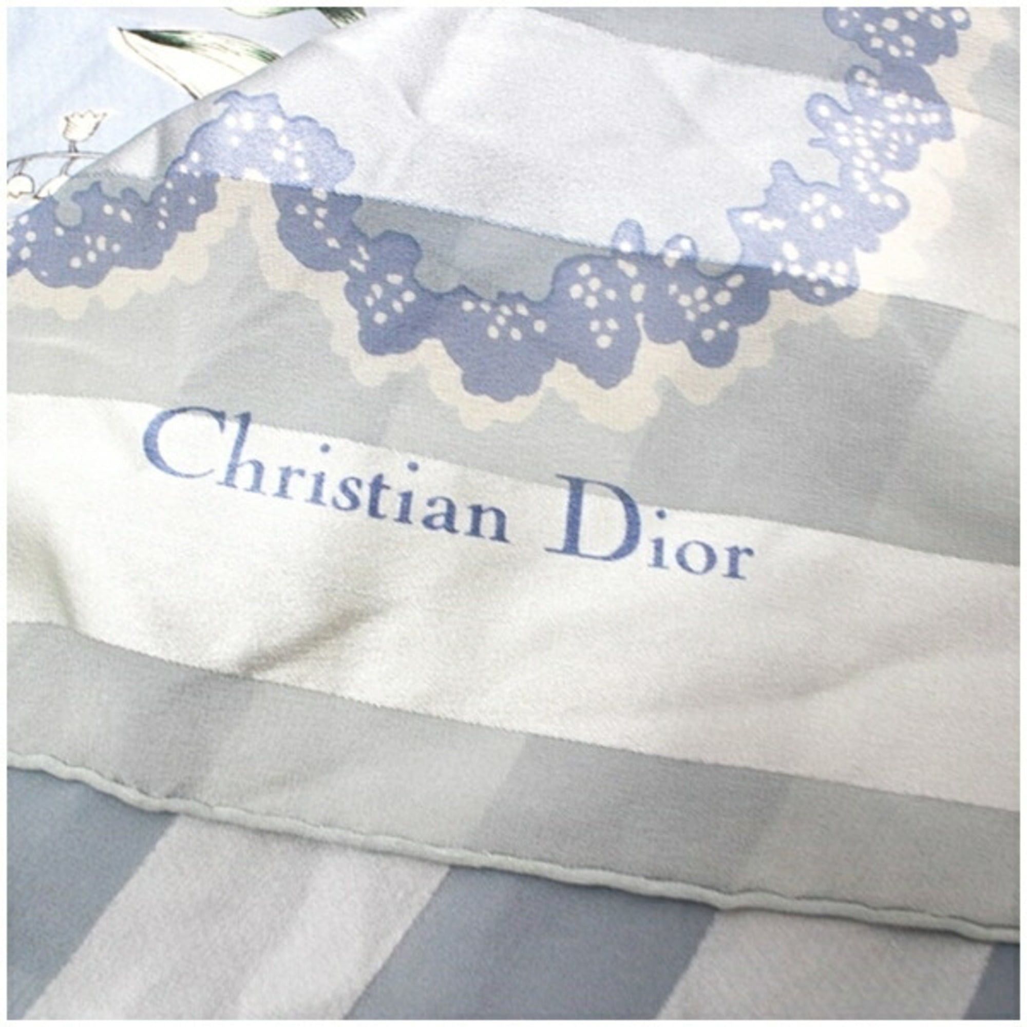 Dior Christian Dior Silk Scarf/Muffler Light Blue Women's Size ONE SIZE - 6 Thumbnail