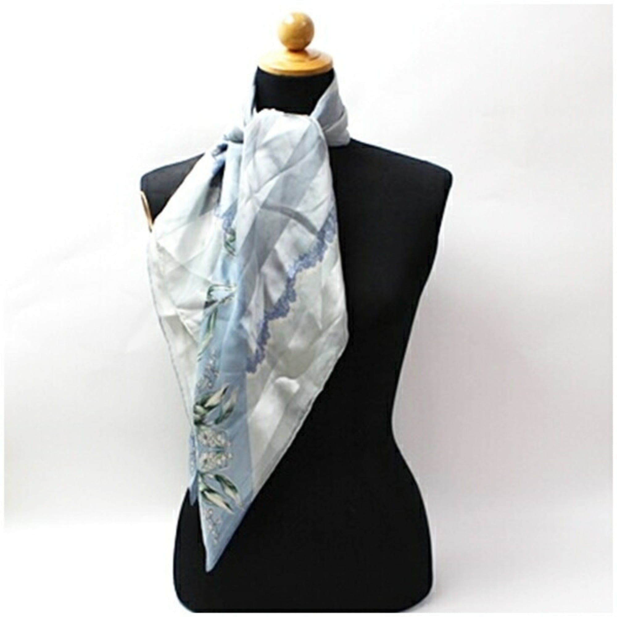 Dior Christian Dior Silk Scarf/Muffler Light Blue Women's Size ONE SIZE - 4 Thumbnail