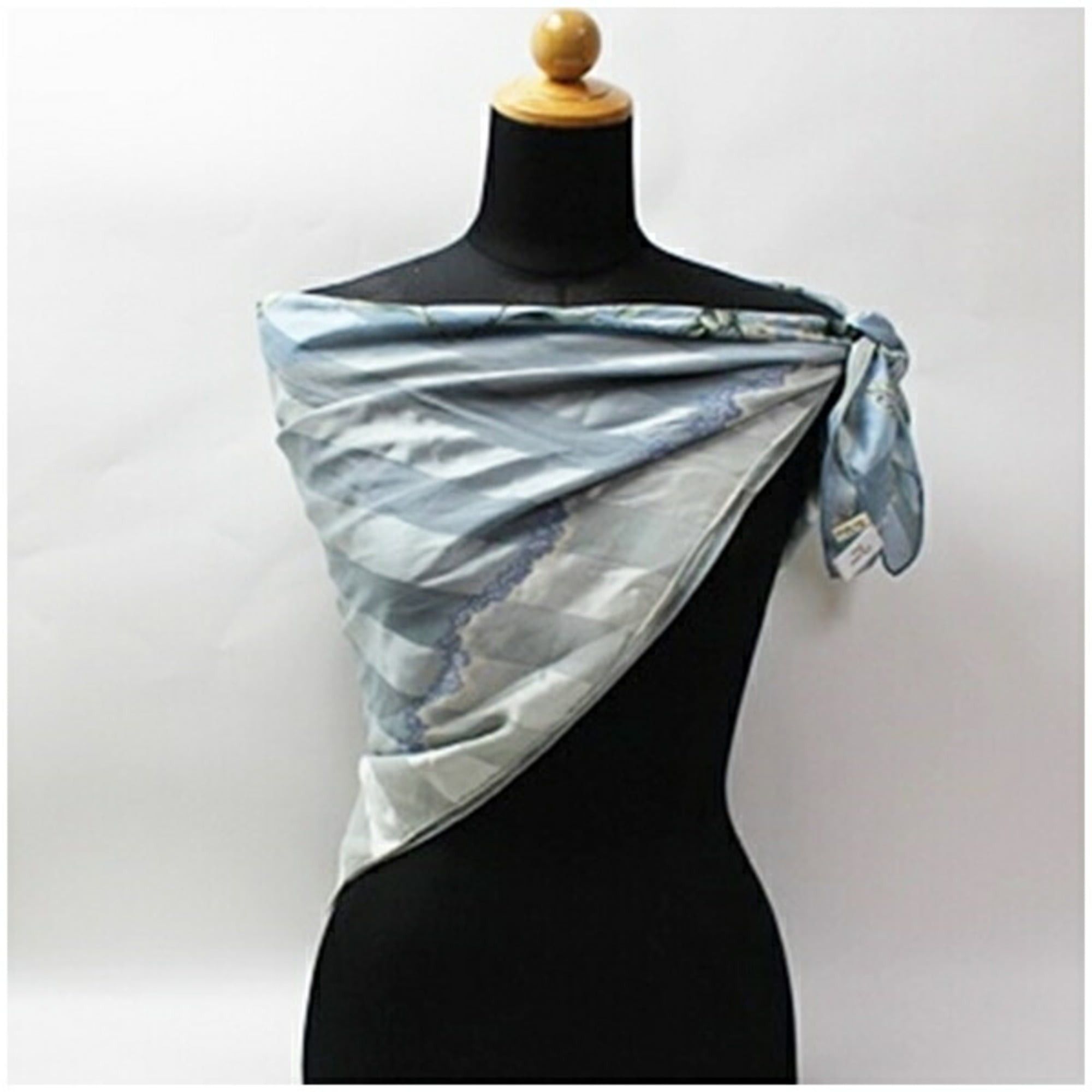 Dior Christian Dior Silk Scarf/Muffler Light Blue Women's Size ONE SIZE - 3 Thumbnail