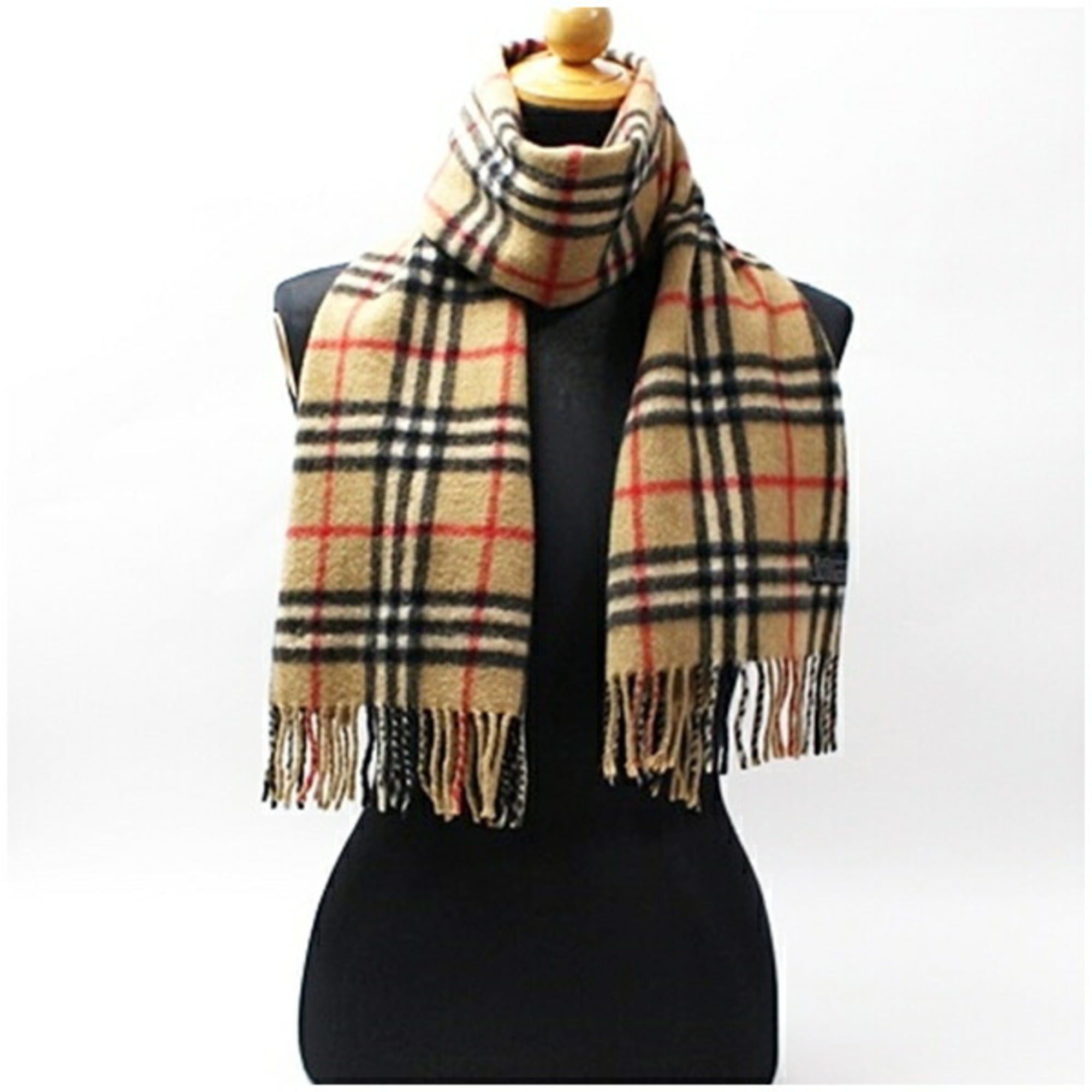 Burberry Burberry Cashmere Scarf, Camel x Check, 144 30 cm, for Men and Women Size ONE SIZE - 2 Thumbnail