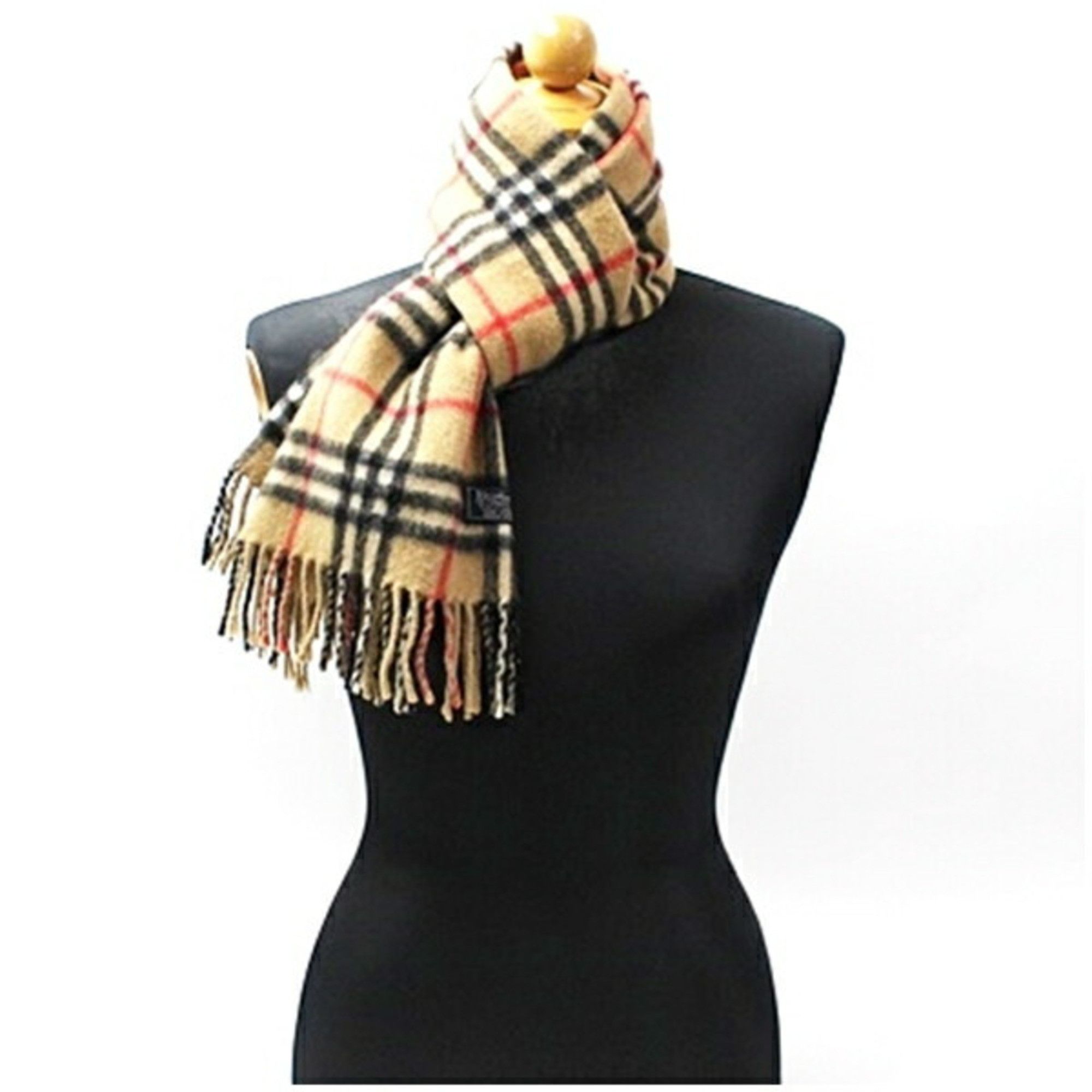 Burberry Burberry Cashmere Scarf, Camel x Check, 144 30 cm, for Men and Women Size ONE SIZE - 3 Thumbnail