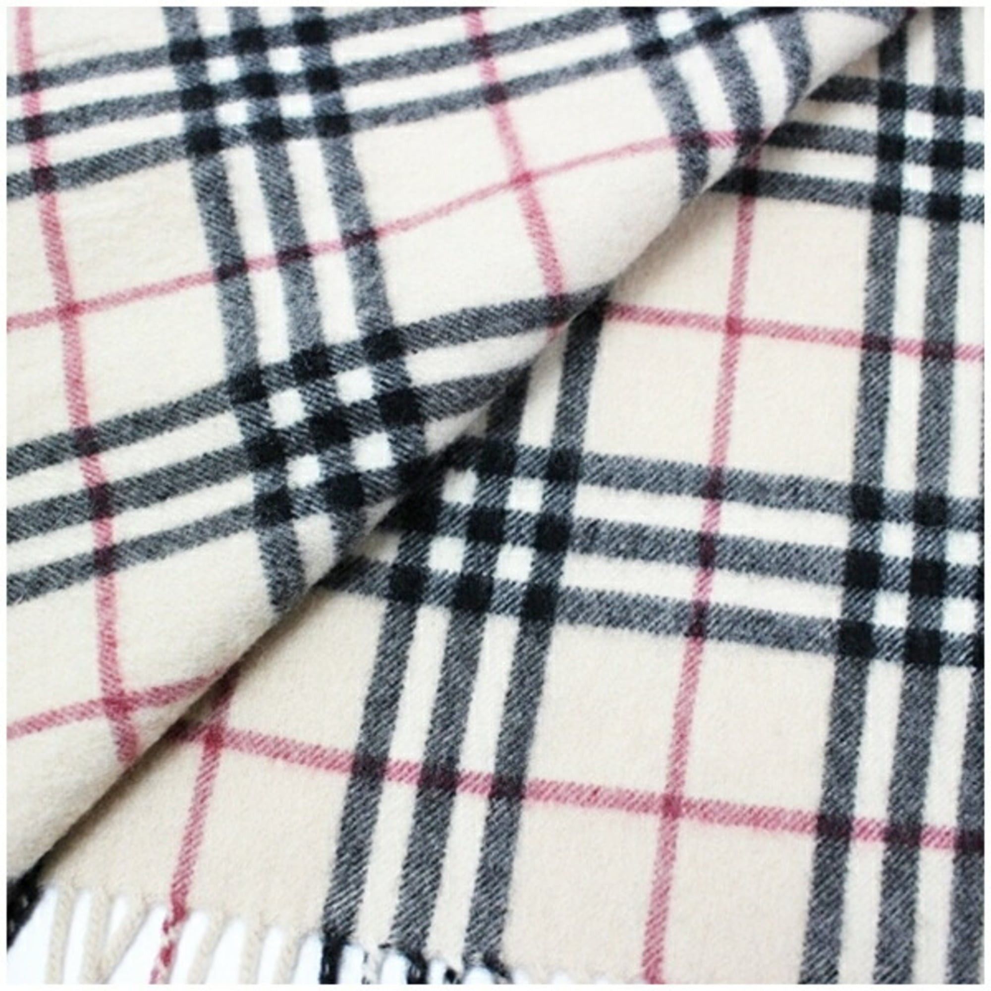 Burberry Burberry Cashmere Scarf, Beige x Check, 132 31 cm, Men's and Women's Size ONE SIZE - 6 Thumbnail