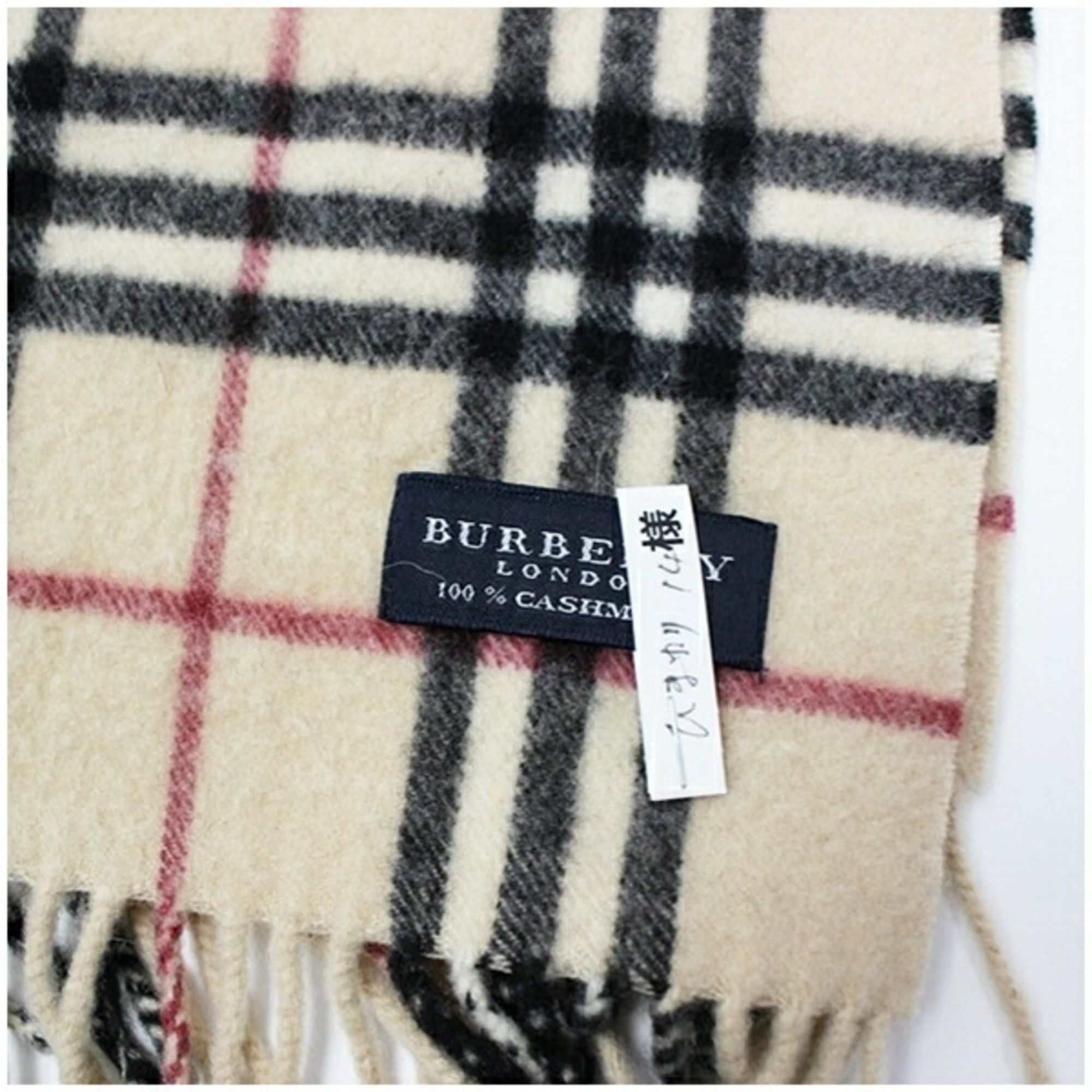 Burberry Burberry Cashmere Scarf, Beige x Check, 132 31 cm, Men's and Women's Size ONE SIZE - 4 Thumbnail