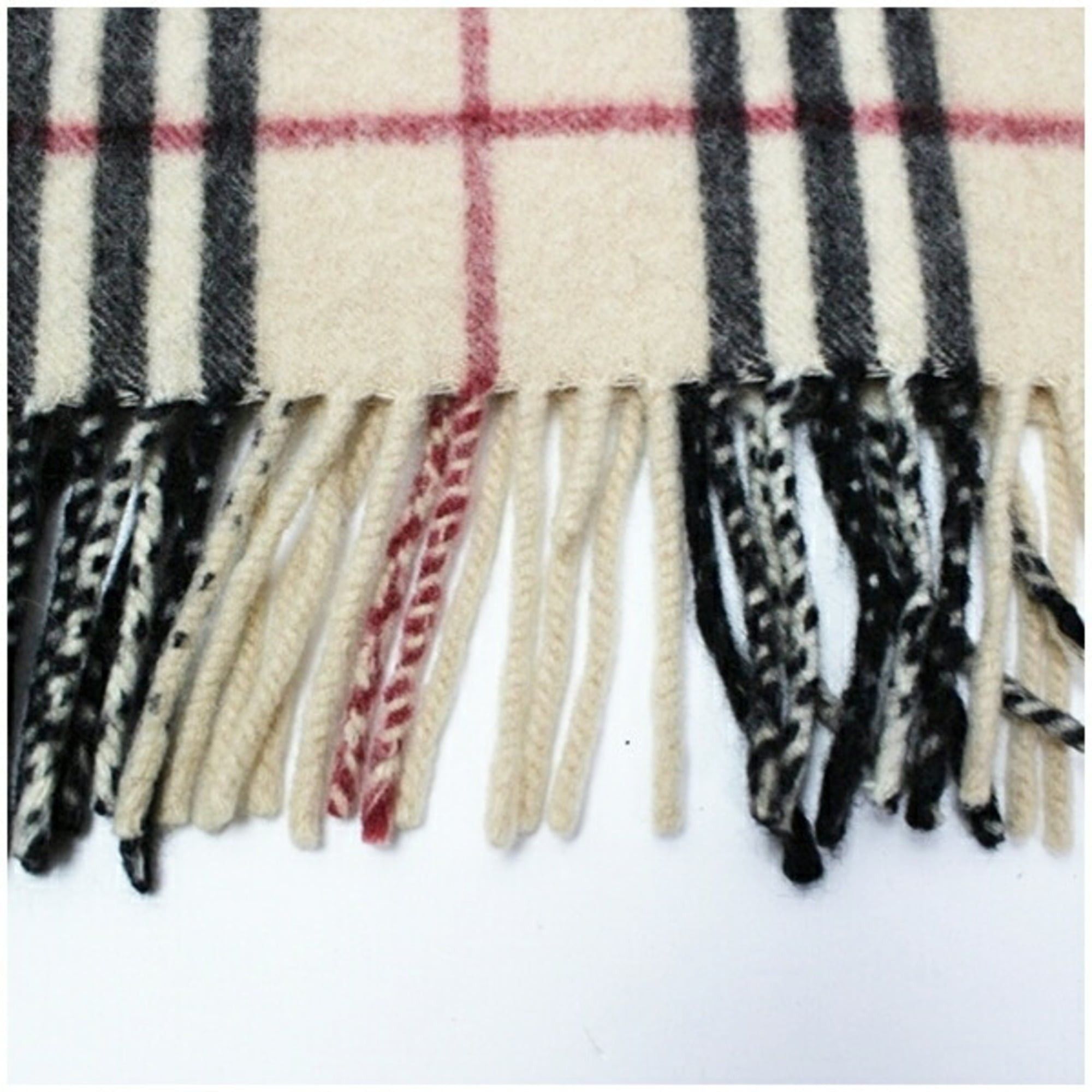 Burberry Burberry Cashmere Scarf, Beige x Check, 132 31 cm, Men's and Women's Size ONE SIZE - 5 Thumbnail