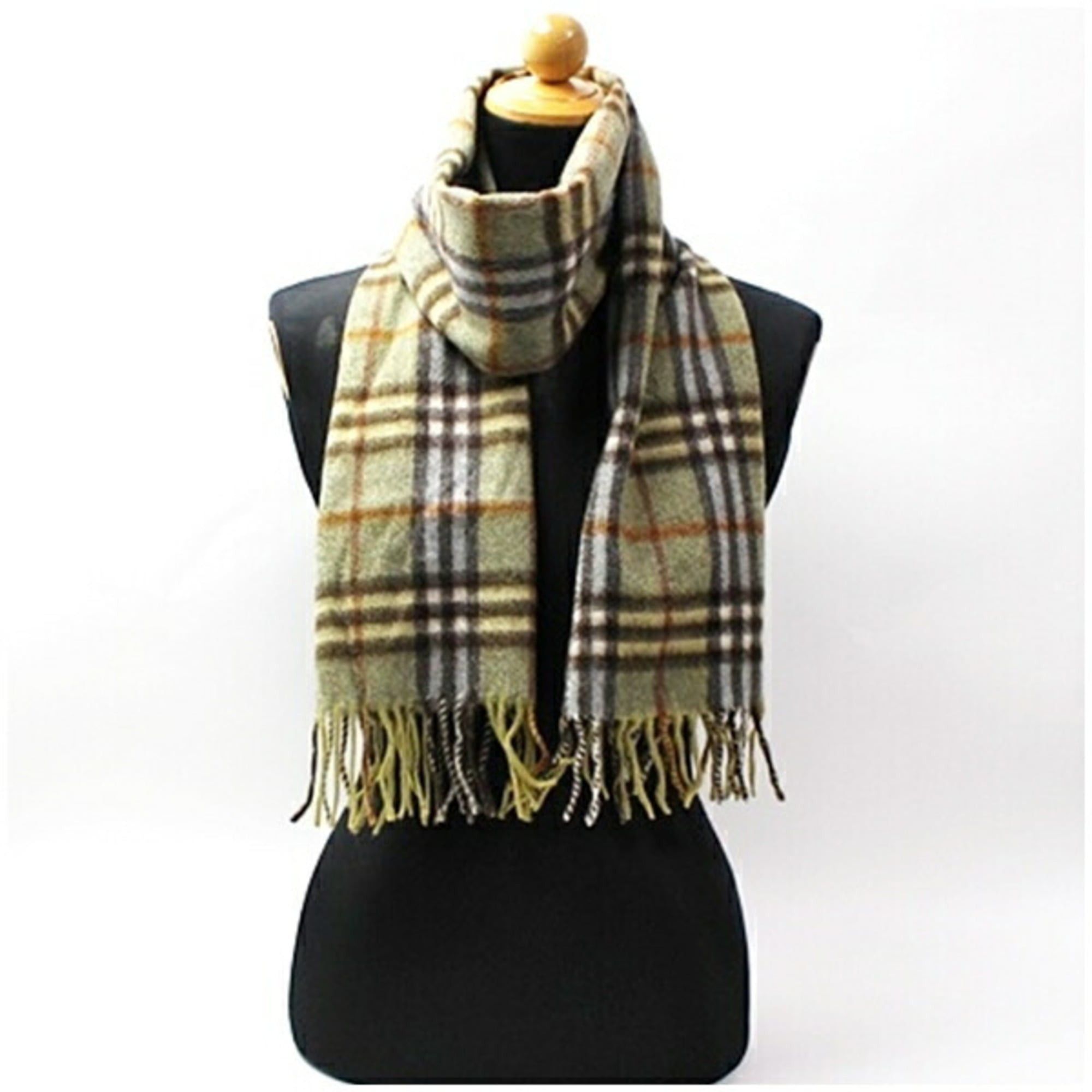 Burberry Burberry Cashmere Scarf, Khaki x Check, 31 154 cm, Men's and Women's Size ONE SIZE - 2 Thumbnail