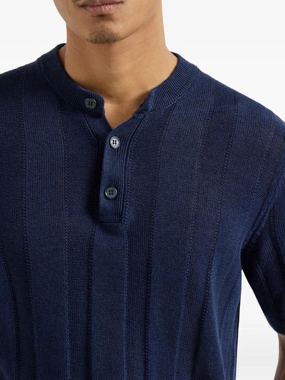 Brunello Cucinelli Textured Rib Knit T-Shirt With Henley Collar Size US XXL / EU 58 / 5 - 4 Thumbnail