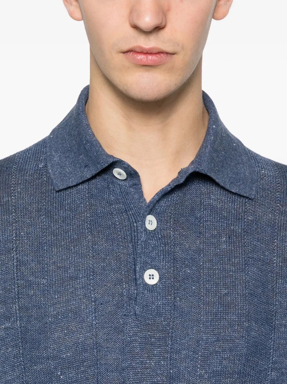 Brunello Cucinelli Linen And Cotton Wide Rib Knit Polo Size US L / EU 52-54 / 3 - 4 Thumbnail