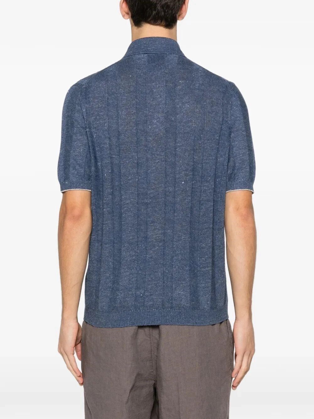 Brunello Cucinelli Linen And Cotton Wide Rib Knit Polo Size US XXL / EU 58 / 5 - 3 Thumbnail
