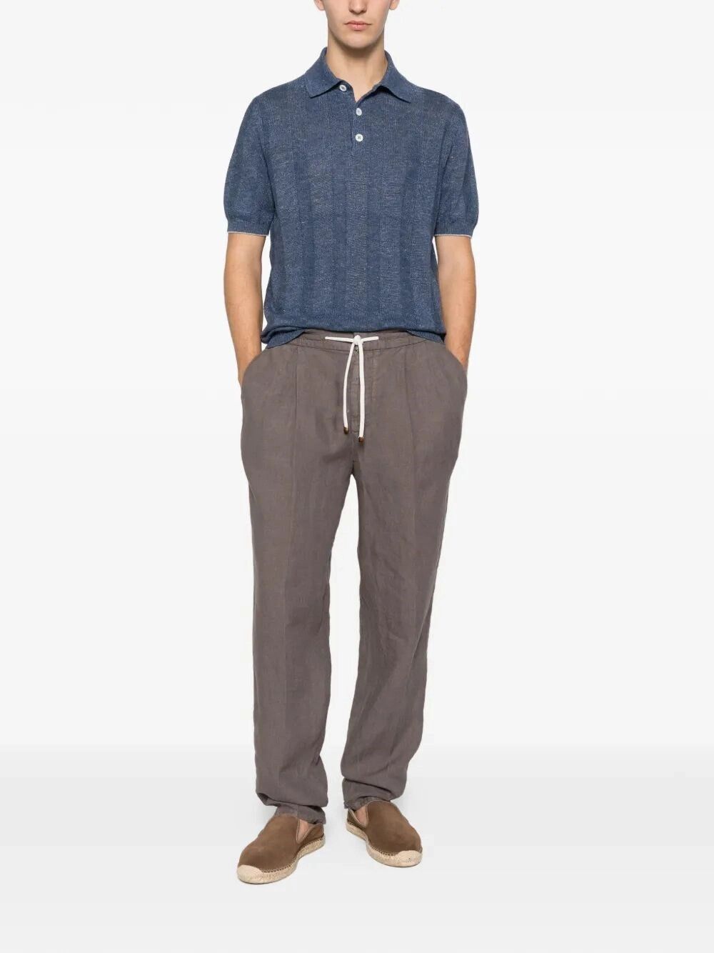 Brunello Cucinelli Linen And Cotton Wide Rib Knit Polo Size US XXL / EU 58 / 5 - 2 Thumbnail