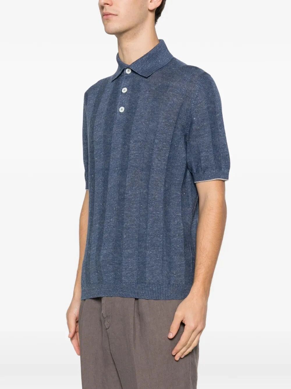 Brunello Cucinelli Linen And Cotton Wide Rib Knit Polo Size US XXL / EU 58 / 5 - 5 Thumbnail