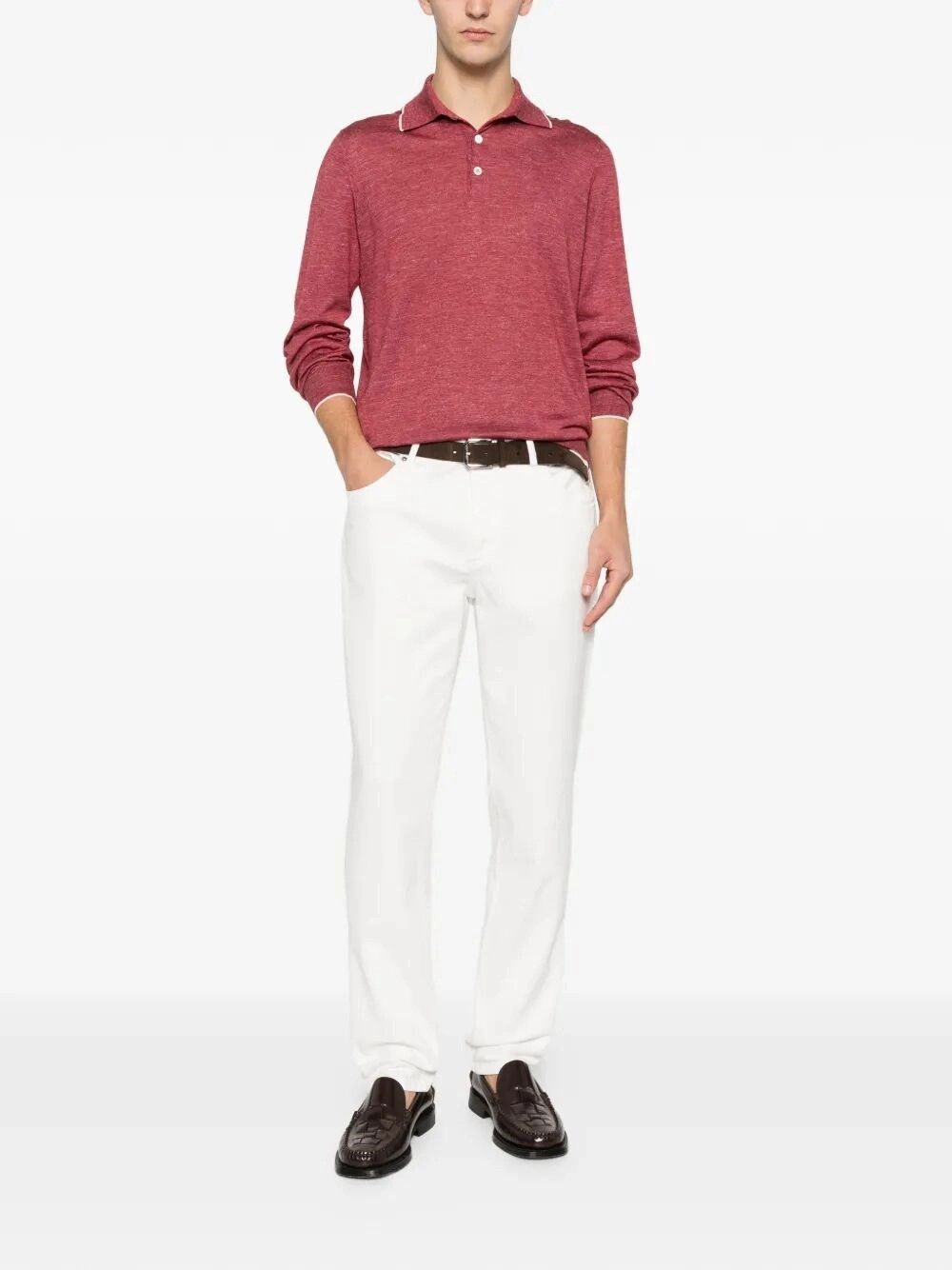 Brunello Cucinelli Long Sleeve Polo Size US XL / EU 56 / 4 - 2 Thumbnail