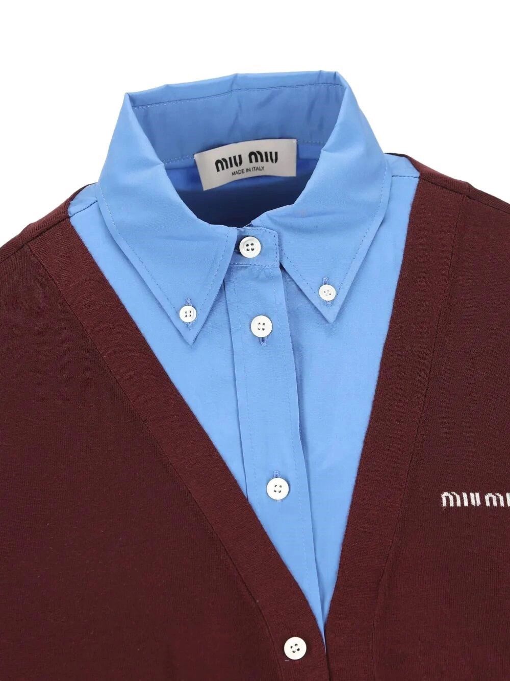 Miu Miu Wool Cardigan With Cotton Details Size M / US 6-8 / IT 42-44 - 3 Thumbnail