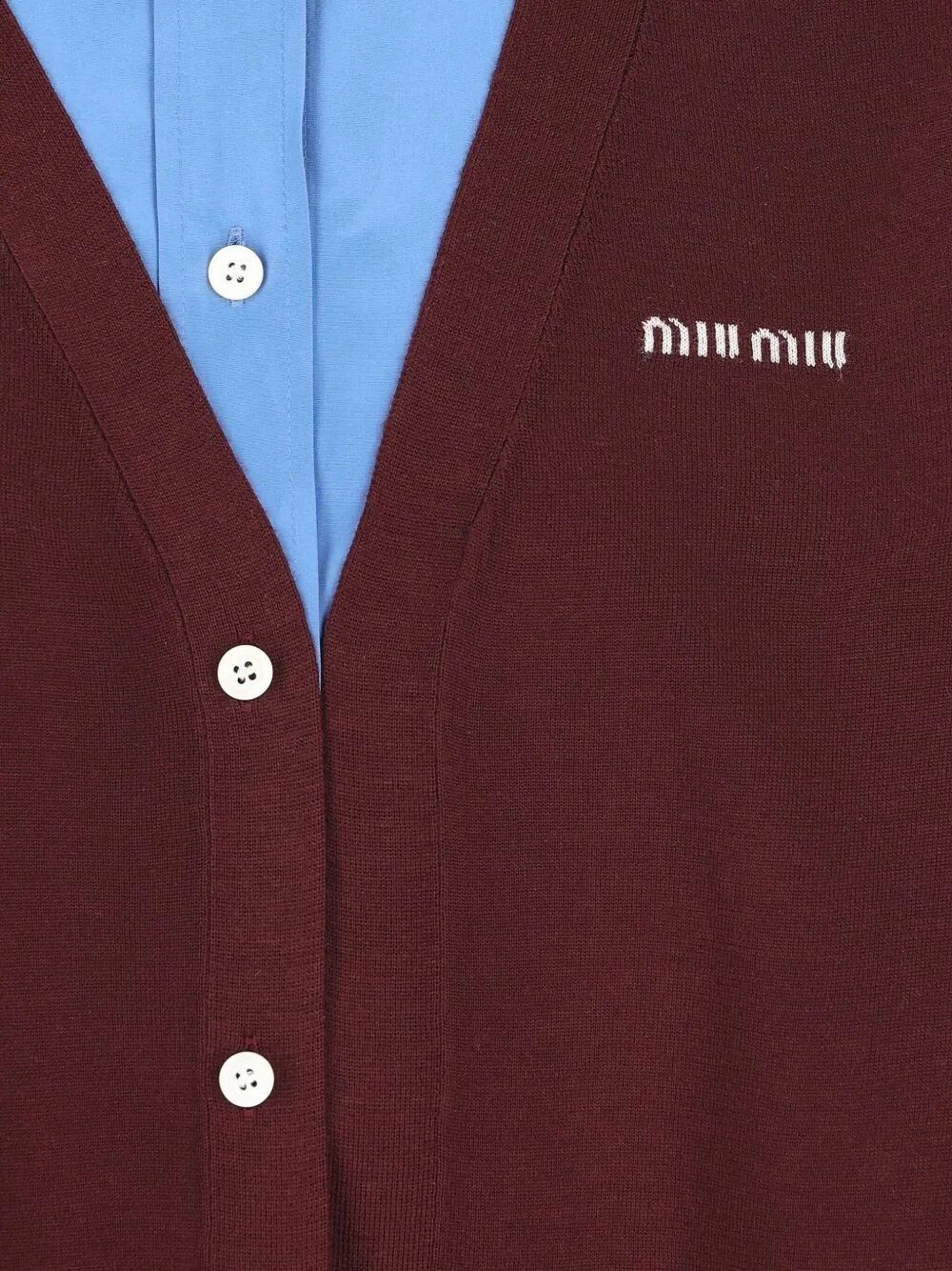 Miu Miu Wool Cardigan With Cotton Details Size M / US 6-8 / IT 42-44 - 4 Thumbnail
